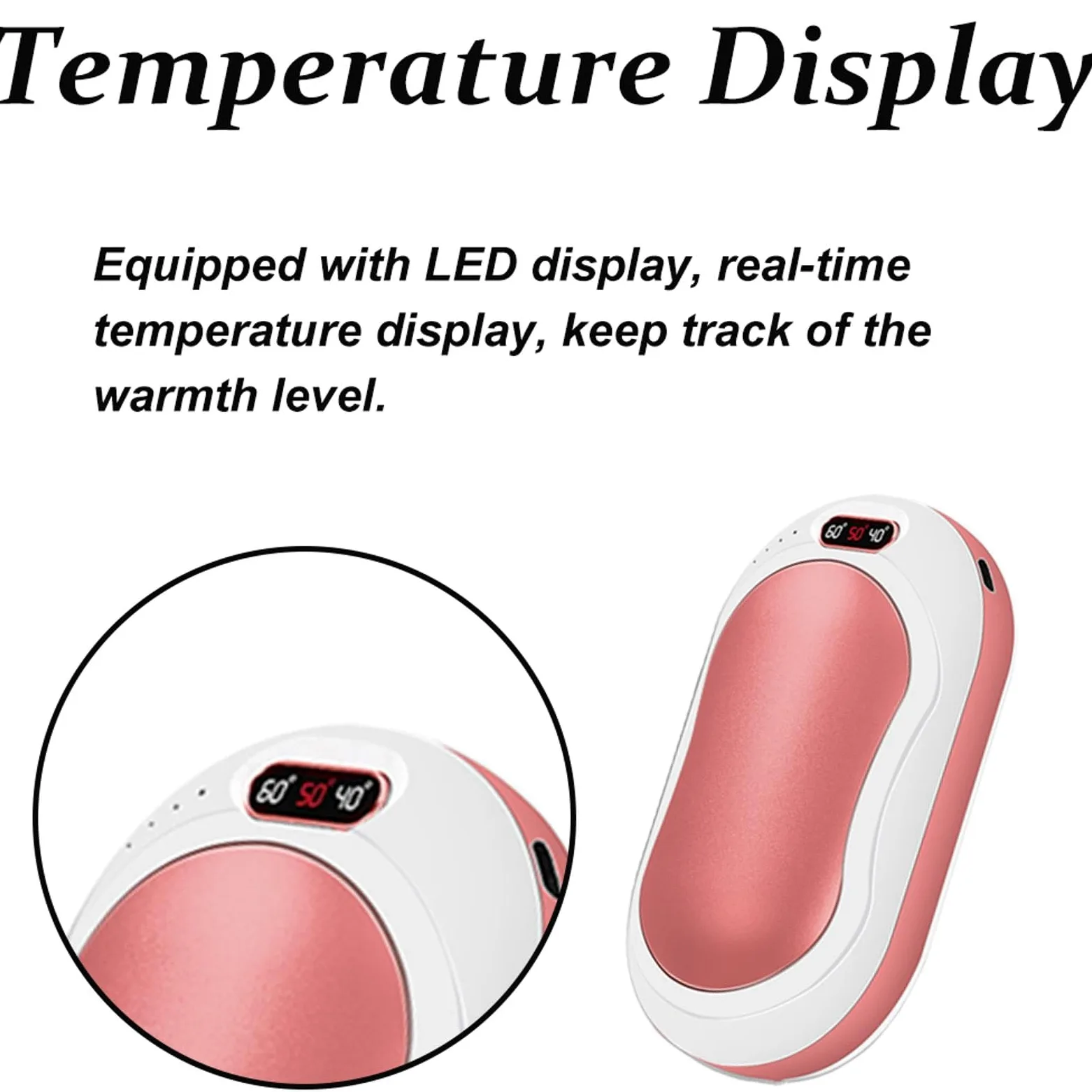 4 calentadores de manos, calentador de manos eléctrico USB recargable de 10000 mAh, 3 modos de calentamiento, calentador de manos recargable por USB, calentador de manos de bolsillo (negro)