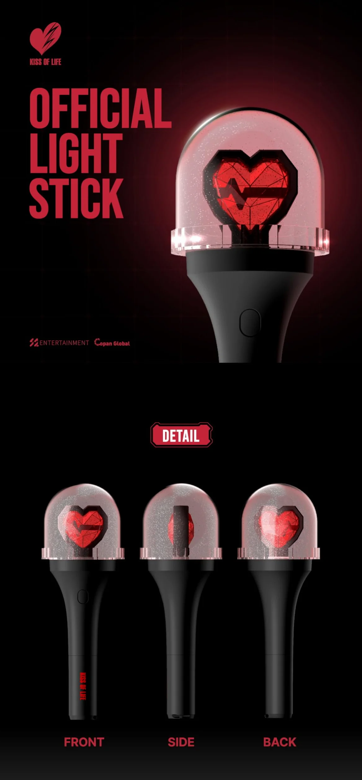 Genie Music - Kiss of Life - Barra de luz oficial - K-Pop - 1x1 pulgadas