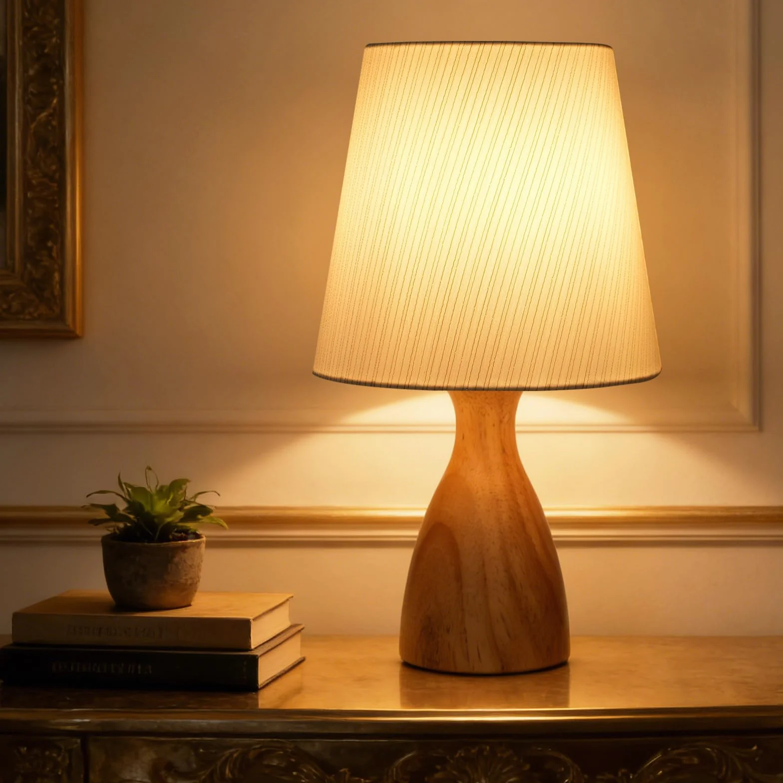 Lámpara de Mesita de Noche, Pantalla de Tela de Lino Beige, 3000K Blanco Cálido, Bombilla LED E14 Incluida, 1 Pieza
