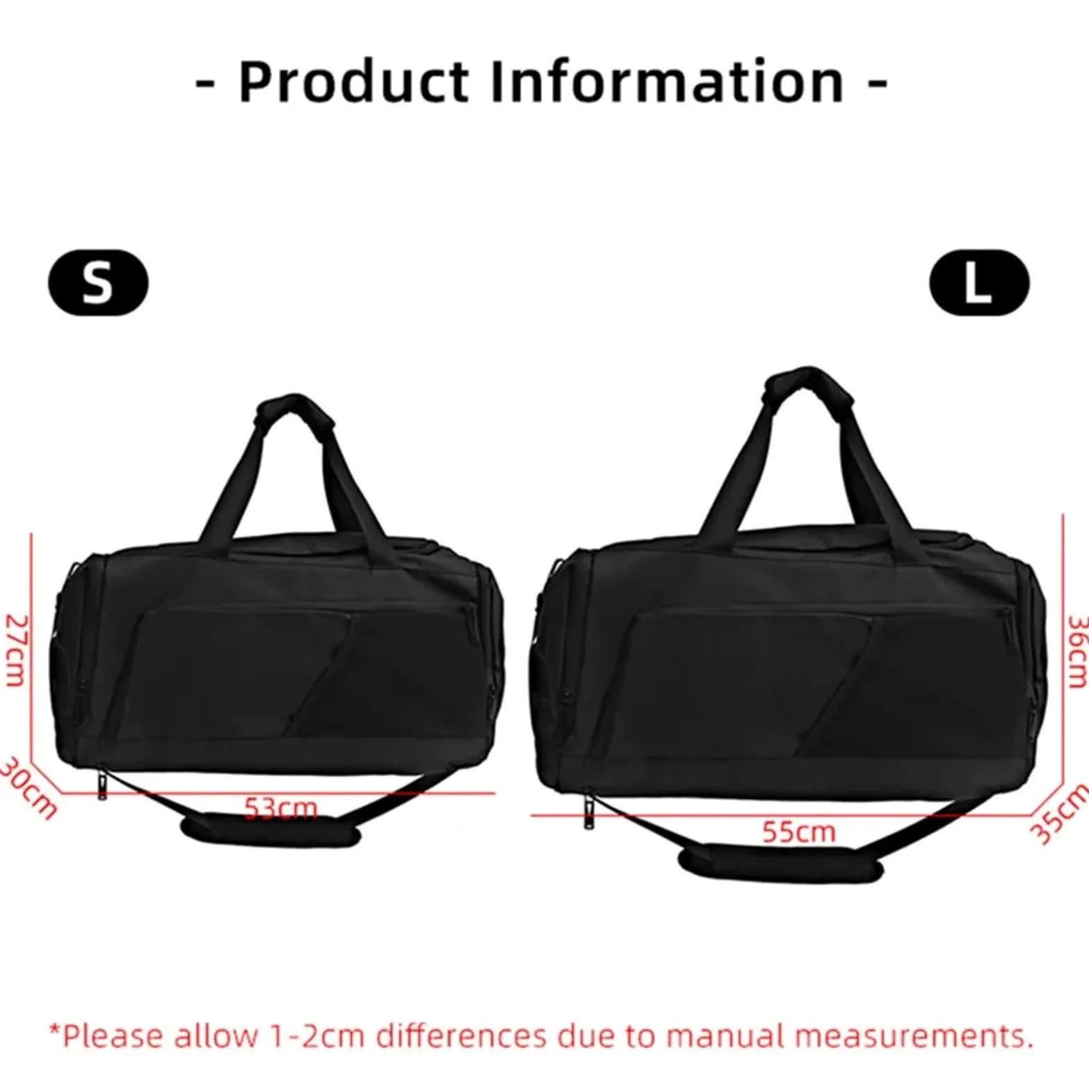 Bolsa De Gimnasio Bolso Grande for Fitness, Bolso Deportivo for Hombre y Mujer, Zapatos húmedos Secos, Bolsillo, Bandolera, natación, Yoga, Gimnasio, Mochila de Viaje(Black L)