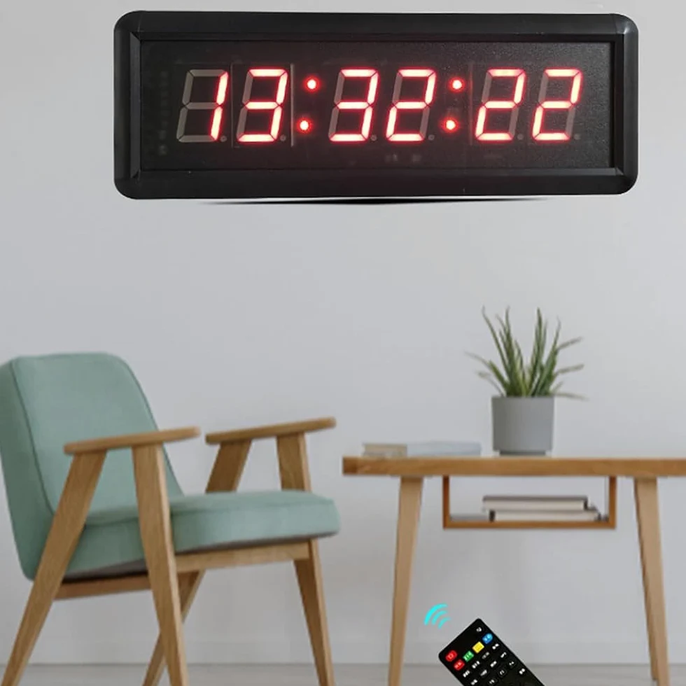 Temporizador digital de gimnasio, cronómetro LED con 3 controles de botón y control remoto, función de cuenta regresiva/temporizador/reloj despertador
