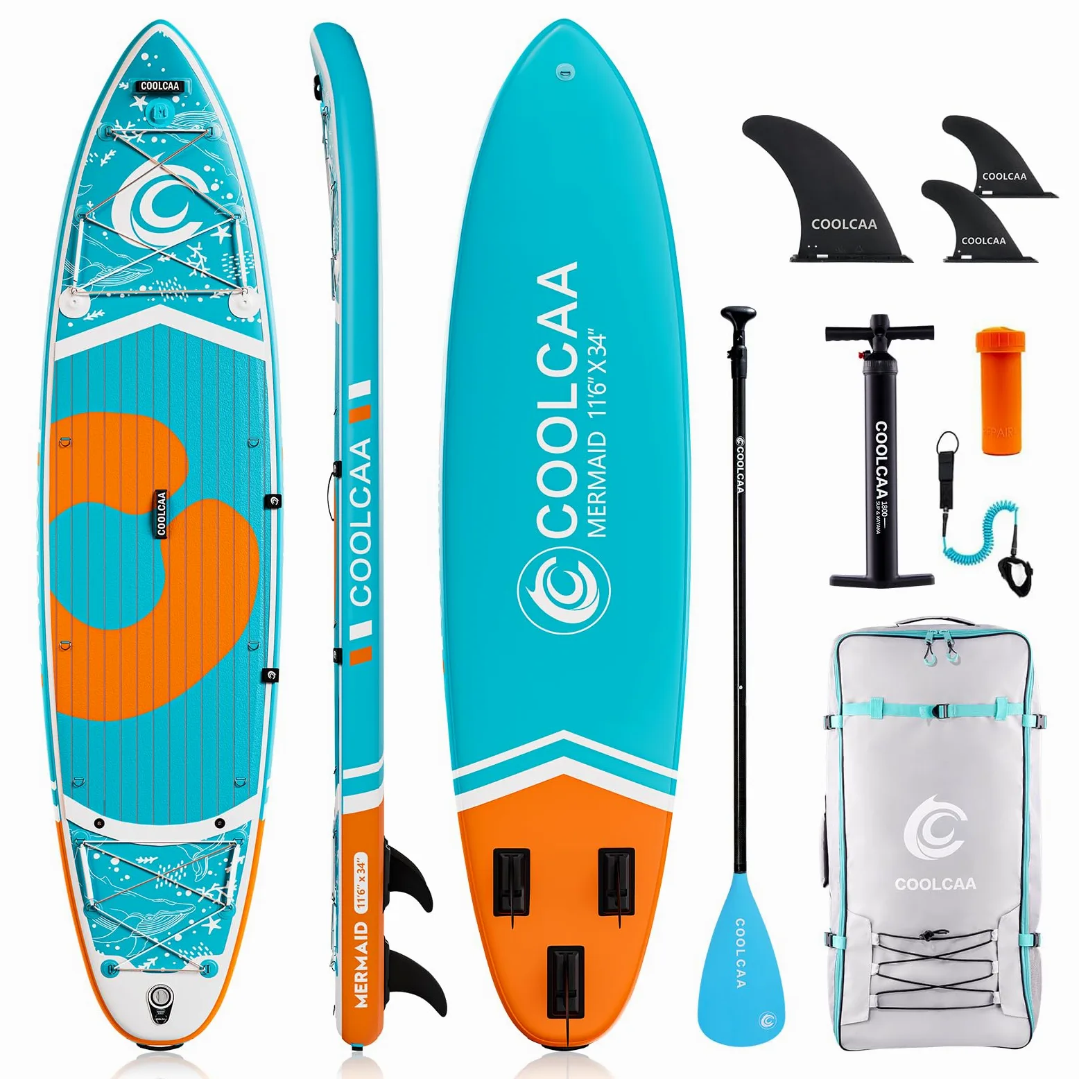 COOLCAA 354cmx86cmx15cm Tabla Paddle Surf Hinchable con Accesorios Sup de Primera Calidad, Capacidad de Carga de hasta 210kg, Tabla de Sup para Adultos y Jóvenes de Todos los Niveles