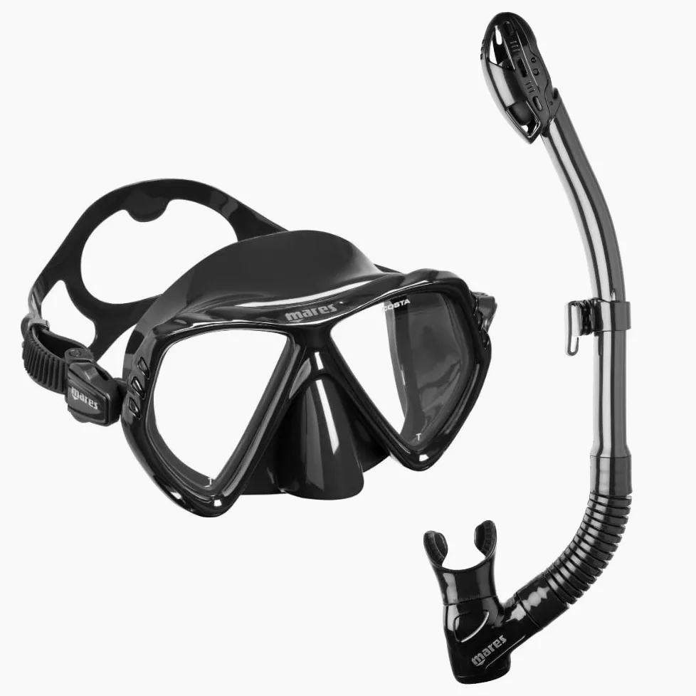 Mares Combo La Costa Dry - Kit de máscara de Tubo para Adultos, Vidrio Templado, Snorkel 100% Dry Top, válvula de Purga