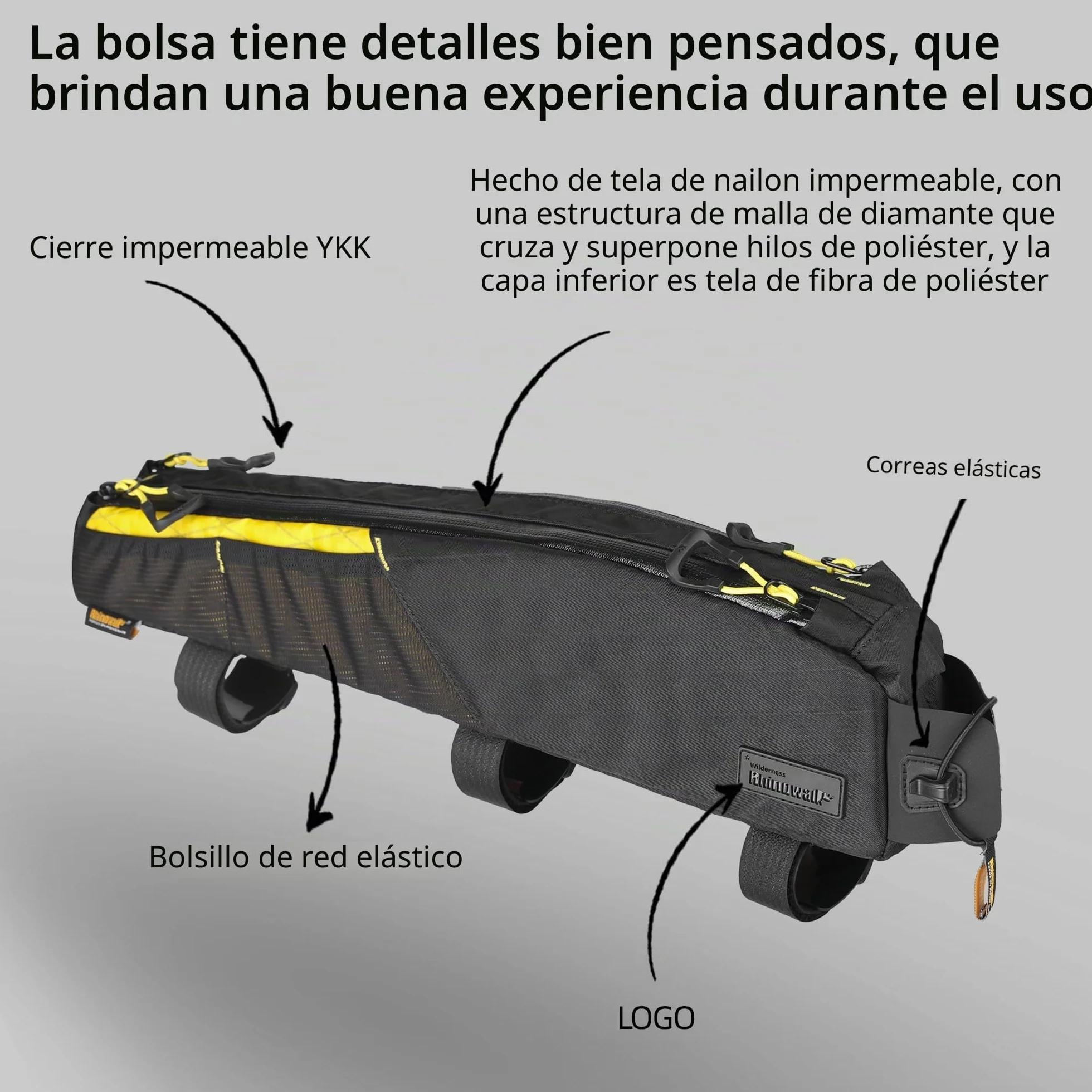 Rhinowalk Bolsa para Tubo Superior de Bicicleta, Impermeable, Accesorio Profesional para Montaña y Carretera (Versión Ampliada), 2,1 L