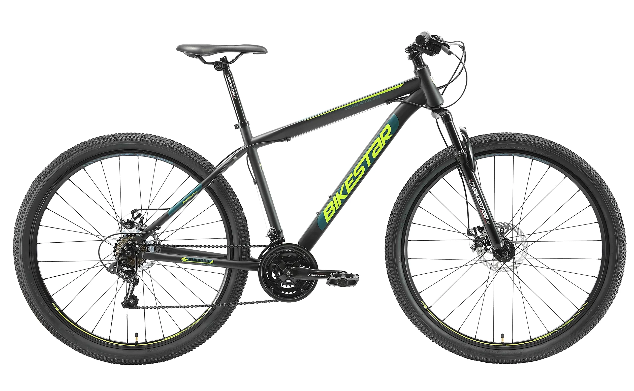 BIKESTAR Bicicleta de montaña Hardtail, 21 Marchas Shimano 26, 27.5, 29" Pulgadas | Mountainbike con Frenos de Disco Cuadro 15, 17, 19" MTB