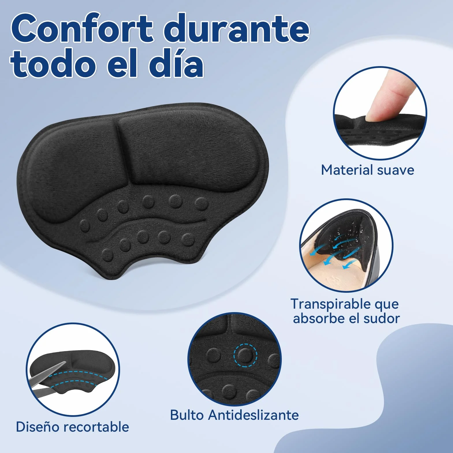 Almohadillas autoadhesivas para el talón, 3 pares, antideslizantes para zapatos sueltos y tacón alto