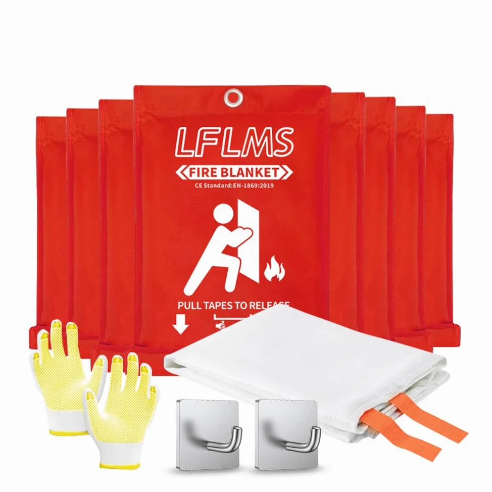 Mantas de emergencia para el hogar, paquete de 8 mantas de extinción de incendios, manta ignífuga de 40 x 40 pulgadas para cocina, manta de seguridad contra incendios de fibra de vidrio ignífuga para