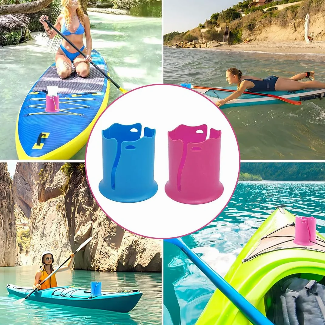 2 Piezas Accesorios SUP Soporte para Bebidas, Soporte para Bebidas Paddle Surf, Accesorios de Kayak Porta Botellas de Agua, Soporte para Tazas, Latas y Botellas (Azul, Rojo)