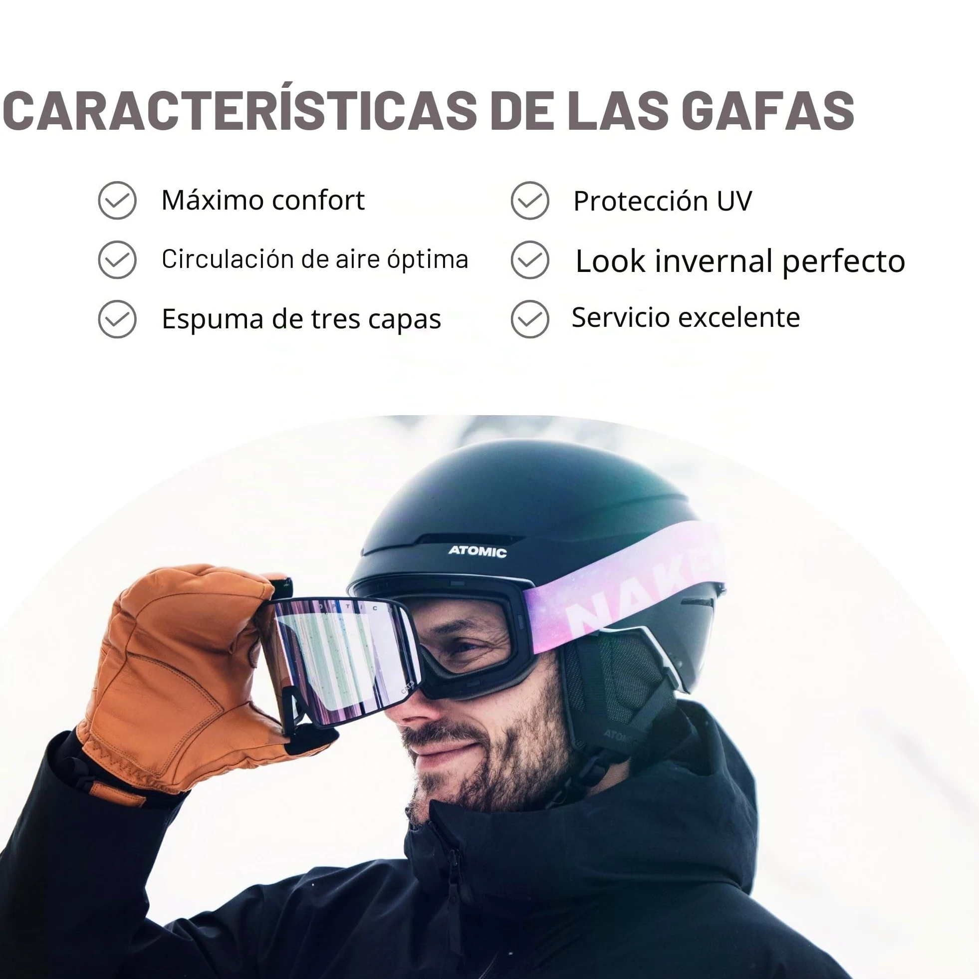 NAKED Optics The NOVA Gafas de Esquí para Hombres, Gafas de Esquí para Mujeres, Gafas de Snowboard (NOVA Steep, + lente para mal tiempo incluido)