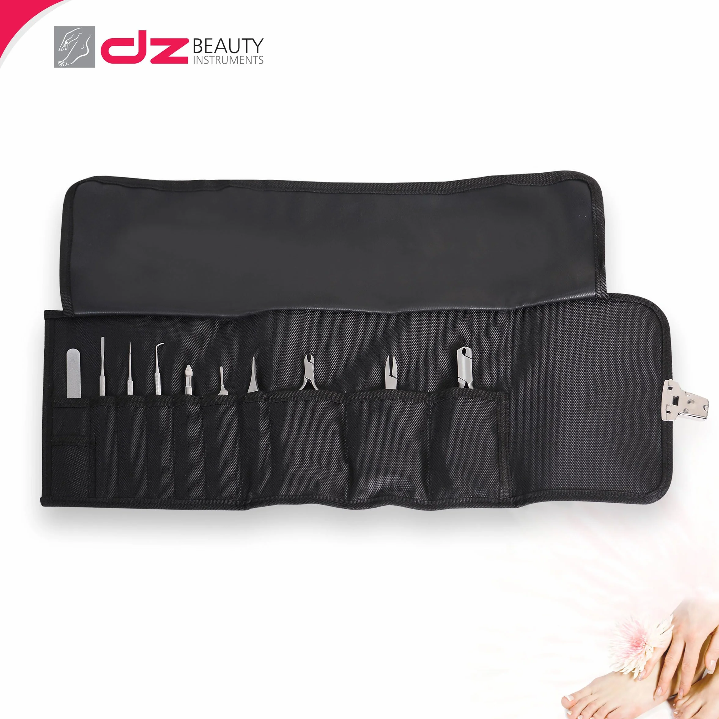 Estuche para cuidado de los pies, bolsa vacía para manicura y pedicura, Negro, 13 x 19 cm