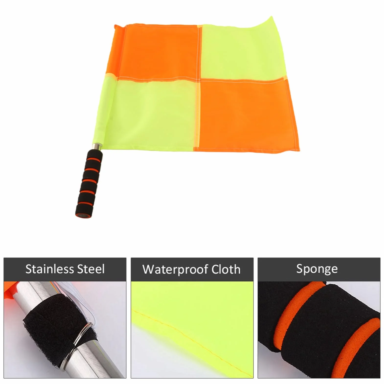 Bandera de árbitro Deportivo, 2 Piezas Bandera de Juez de Línea Tela Impermeable Varilla de Acero Inoxidable de Esponja con Bolsa de Almacenamiento para Entrenamiento de Fútbol,