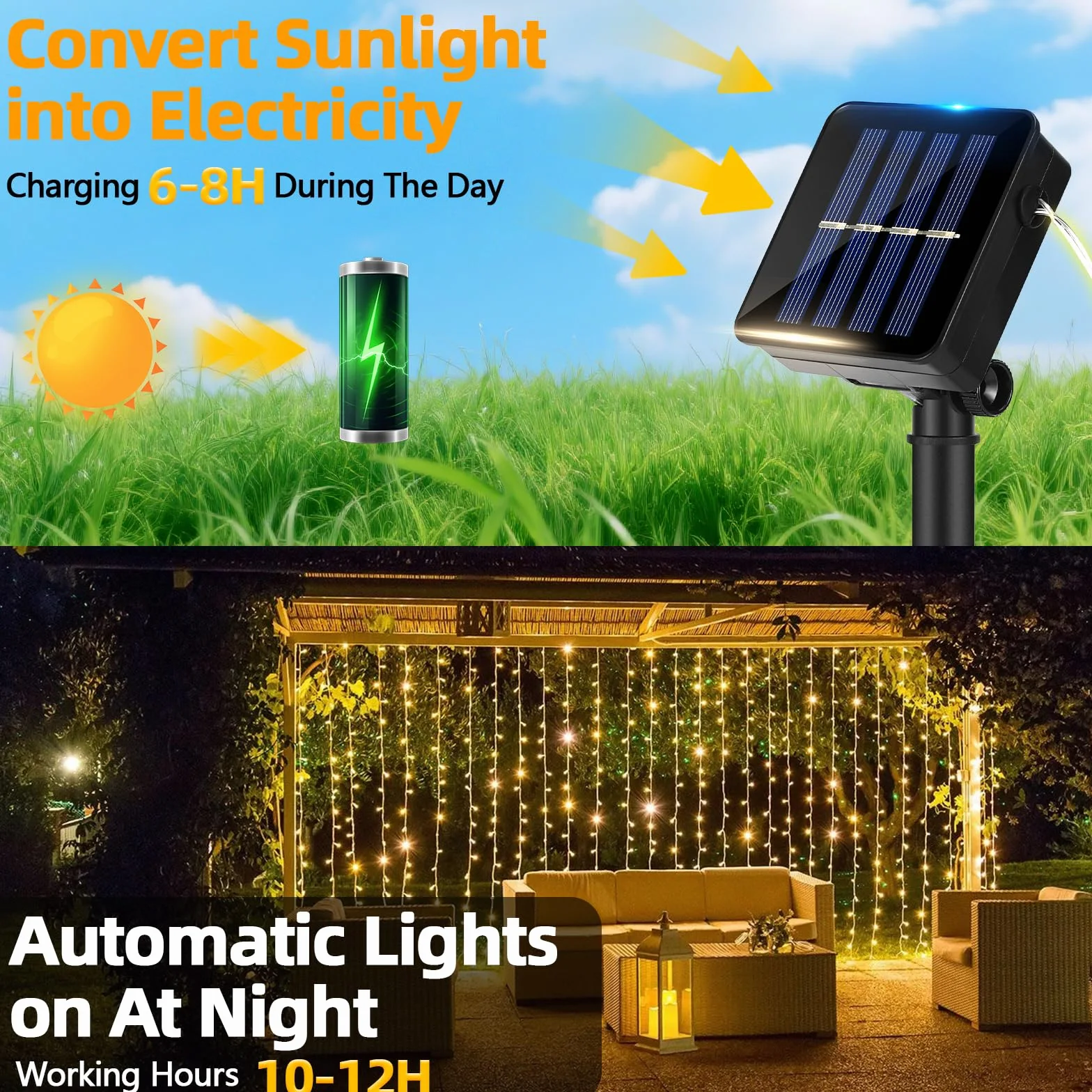 Guirnalda Luces Exterior Solar, 2 Pack Luces Solares LED 12m 120 LED IP65 Impermeable para Navidad