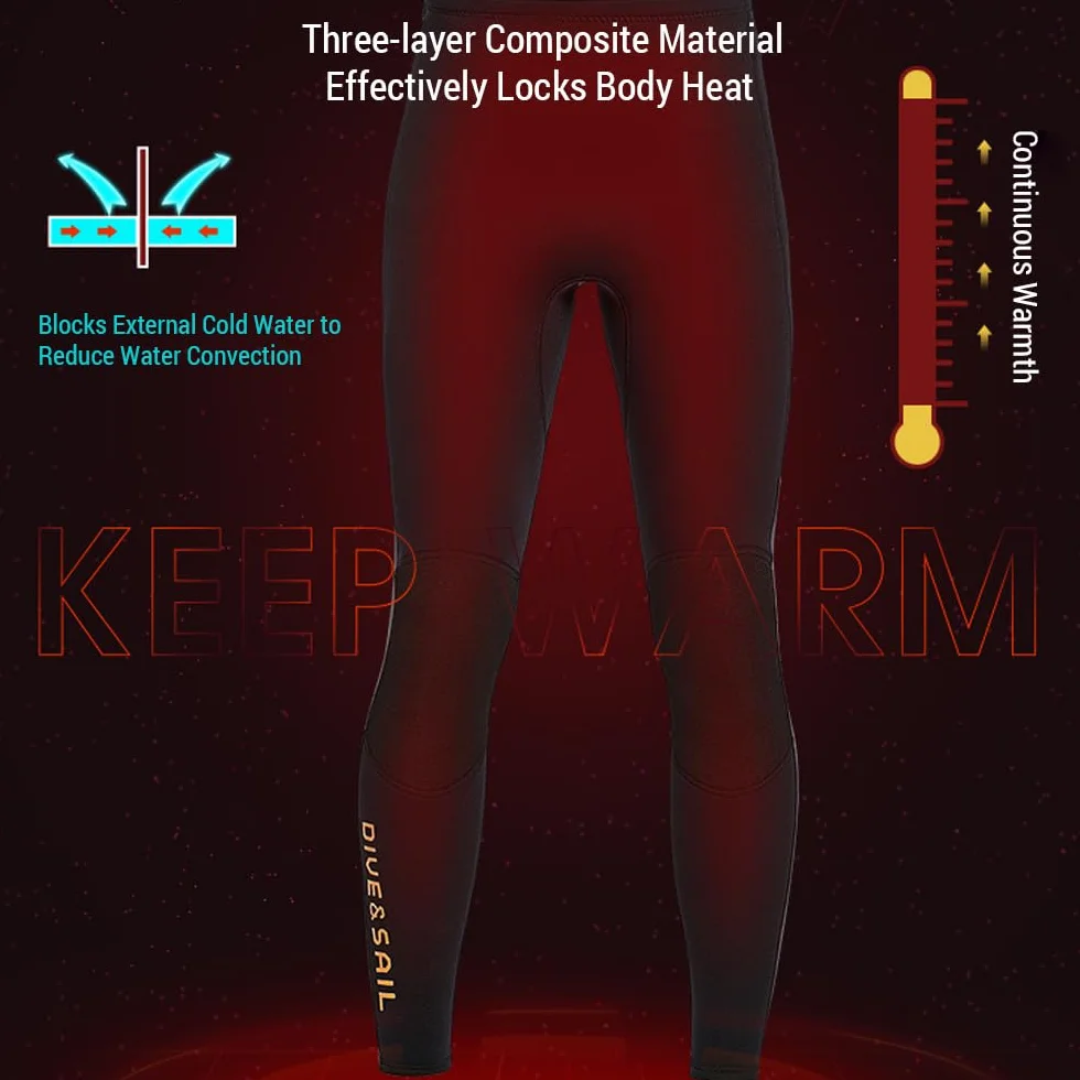 HUIOP Pantalones de Neopreno de 3mm para Hombre, Mantienen el Calor, para Surf, Buceo y Natación