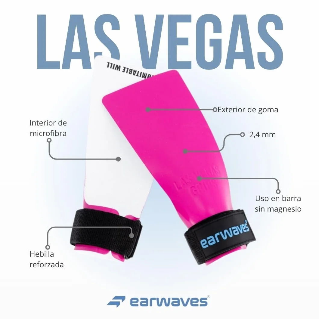 Earwaves® Las Vegas™ Grips No Chalk I Calleras Sin Magnesio I Tejido sintético Ultra-adherente Antideslizante I Más repeticiones I Atletas Ligeros I Fingerless Sin Agujeros