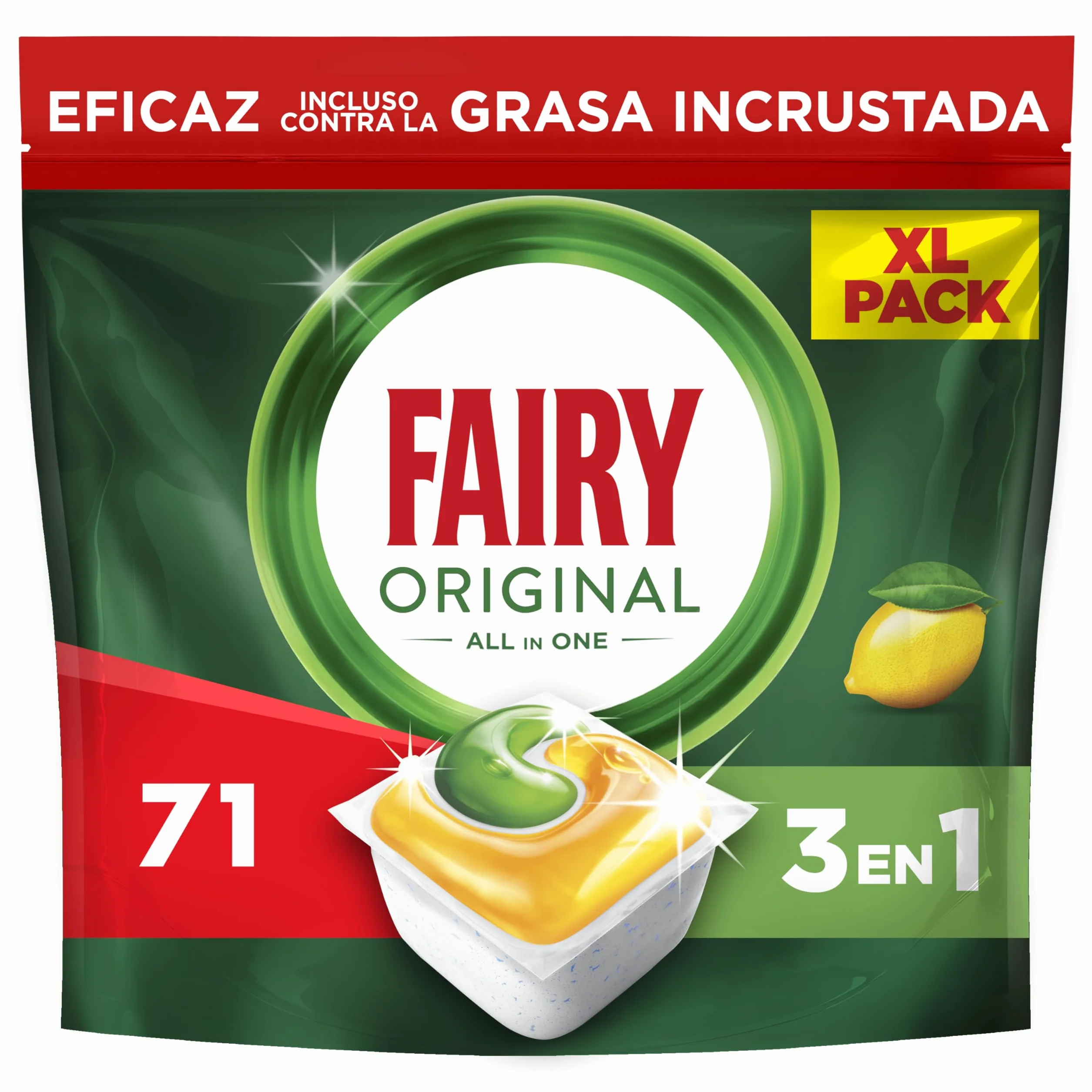 Fairy Original Todo En Uno Cápsulas Lavavajillas Limón 71 Cápsulas
