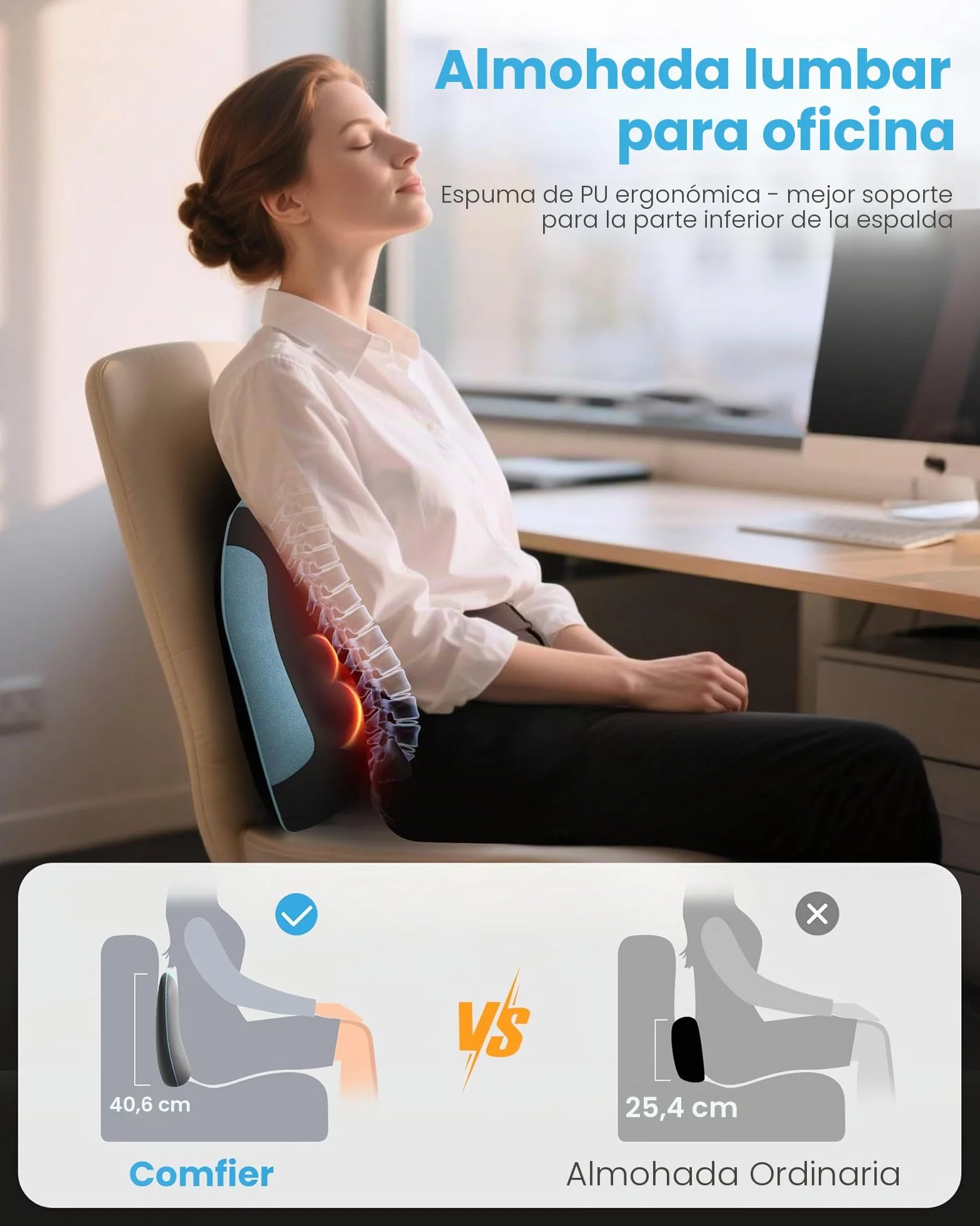COMFIER Masajeador Cervical y Espalda Inalámbrico con Calor, Cojín de Masaje Shiatsu para Aliviar Dolor de Cuello y Hombros