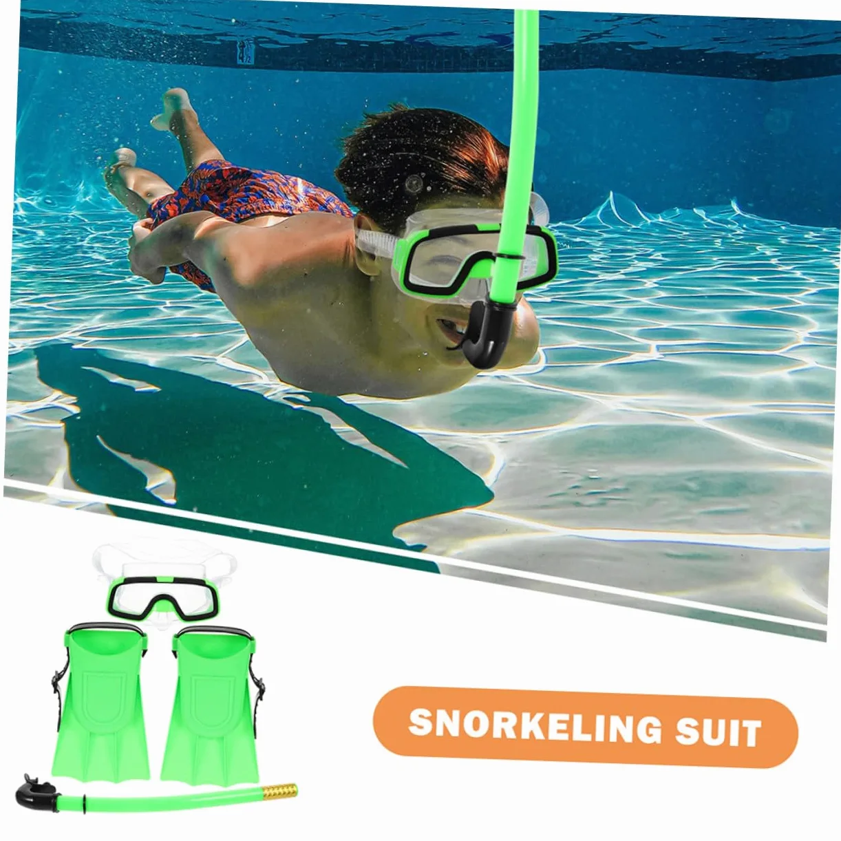 Gatuida Gafas De Buceo para Azul y Verde Gafas De Snorkel Semisecas y Aletas Cortas para Nadar para Buceo Piscinas y Snorkel Playas