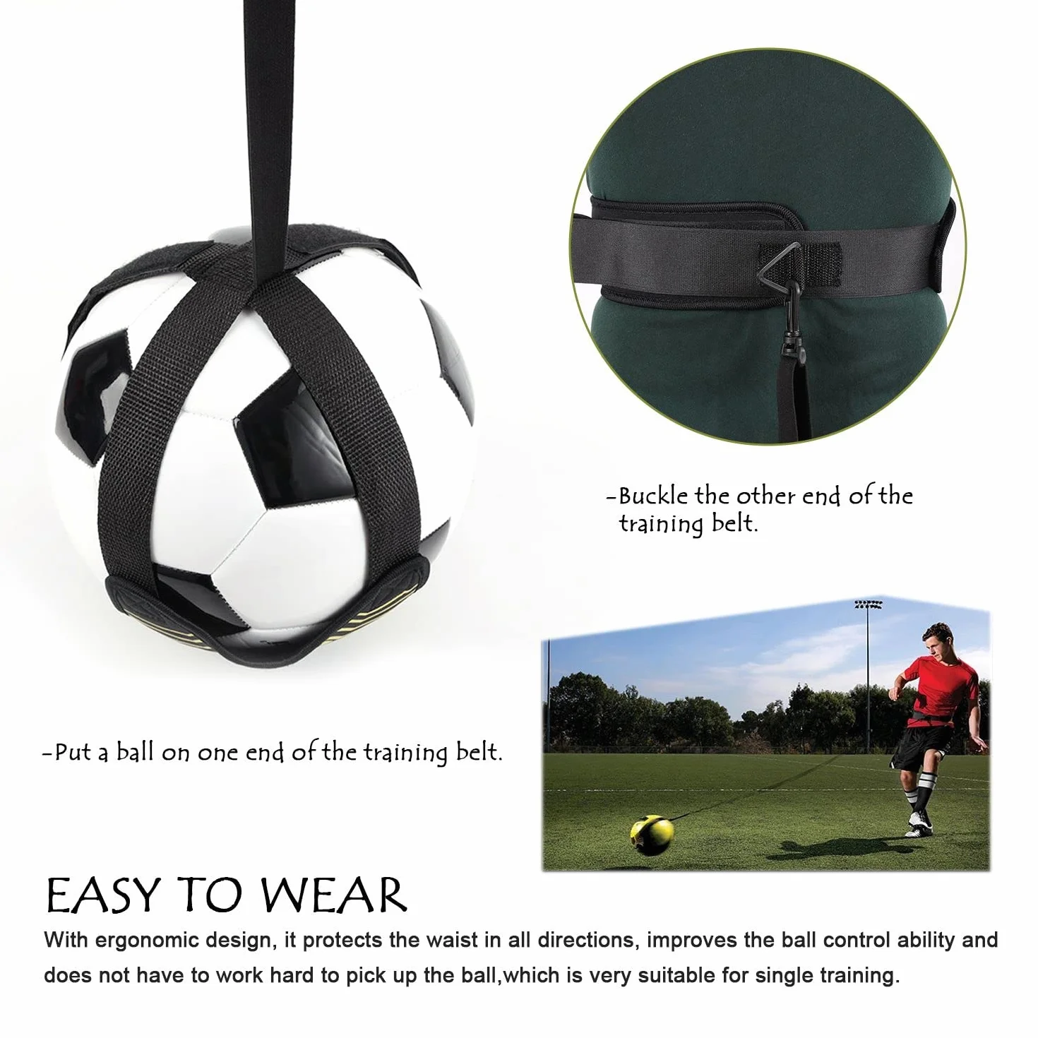 Cinturón de entrenamiento de fútbol elástico para niños y adultos, adecuado para fútbol, voleibol, cinturón auxiliar de entrenamiento simple de rugby