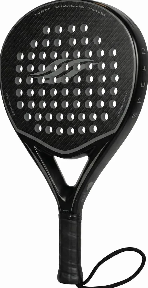 Pala Padel - Marco y Superficie de Fibra de Carbono en Forma de lágrima | Núcleo de Espuma EVA, Estructura Ligera de Control y Potencia + Padel Raqueta Funda | 2 años de garantía