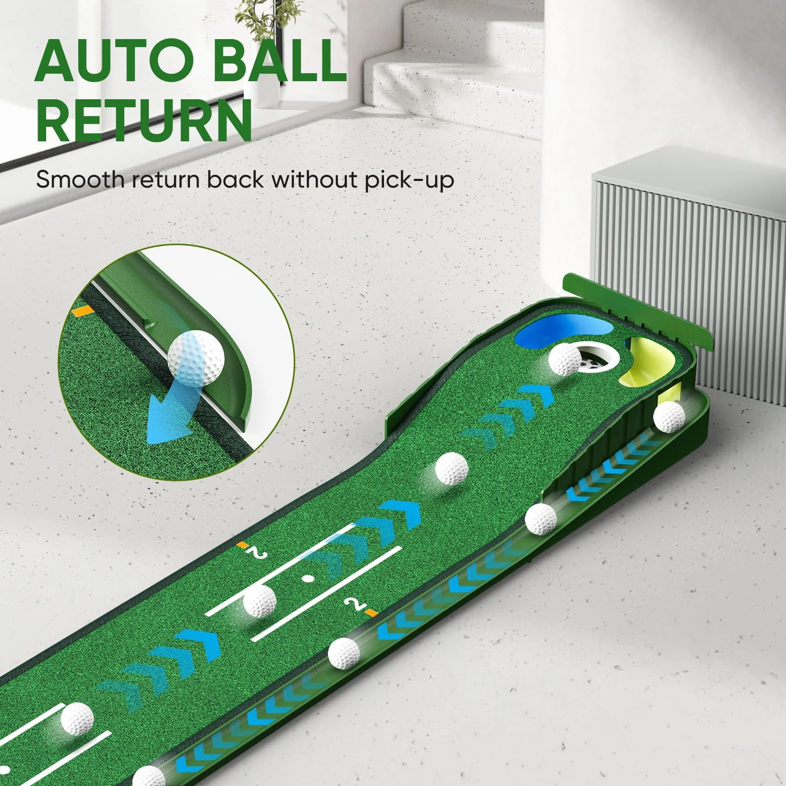WildFun Golf Putting Green Mat with Putting Gates and Mirror for Home Office Practice