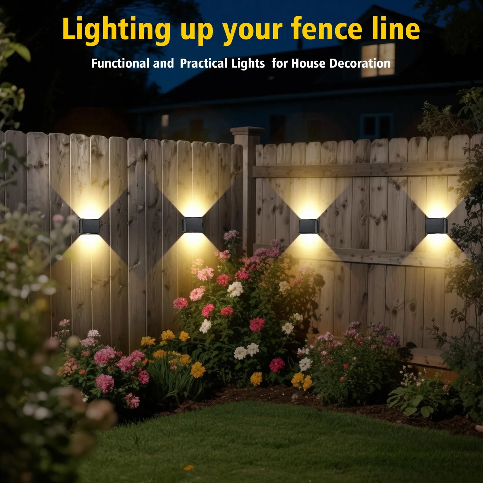 T-SUN Aplique Solar Exterior Pared 4 Piezas, 3000K Blanco Cálido Lámparas Solares Para Exterior Ángulo Del Haz Arriba y Abajo, Luces Solares Exteriores Jardin Impermeable para Porche, Camino, Garaje