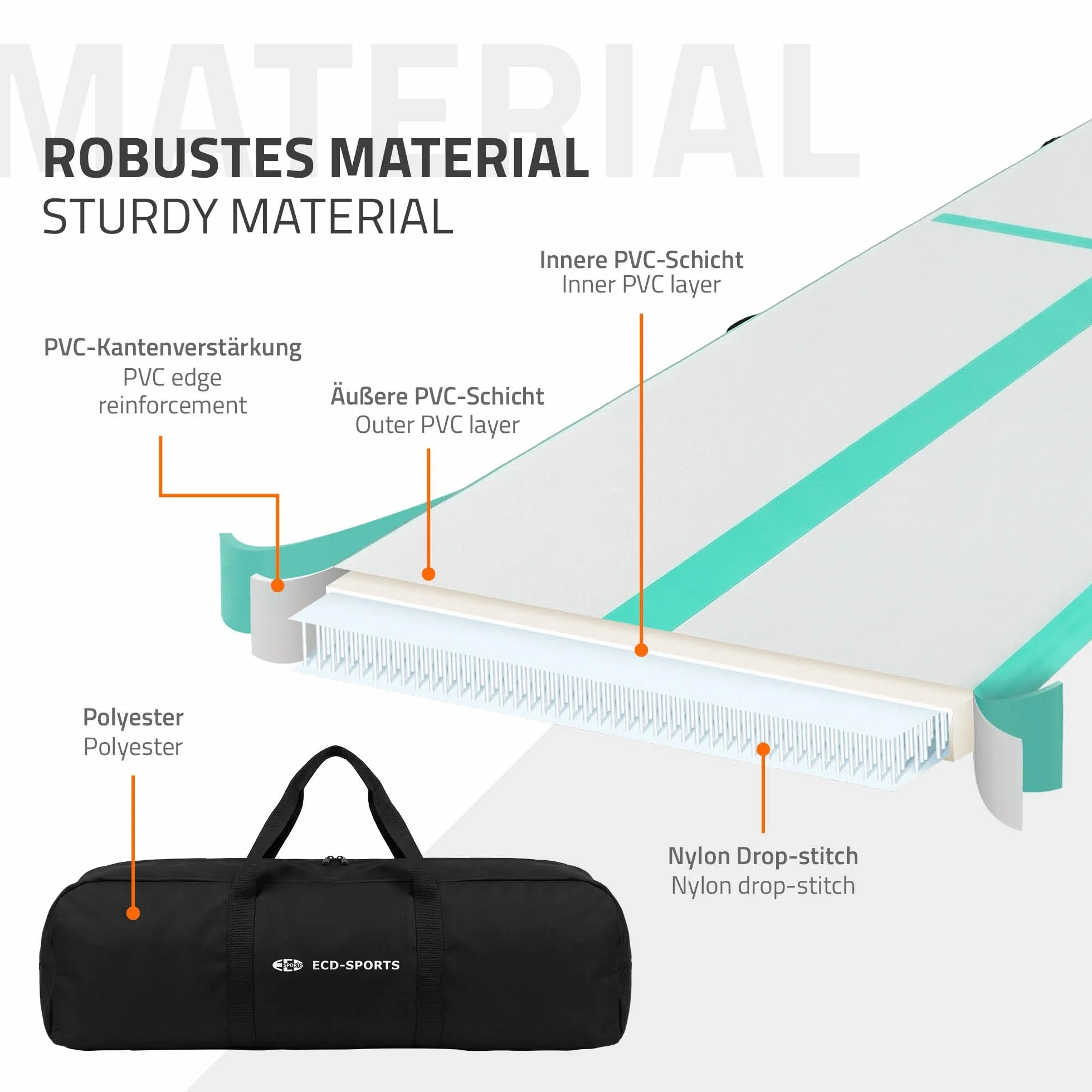 ECD Germany Colchoneta de Gimnasia Artística Airtrack 3m 4m 5m Esterilla Hinchable Tumbling 10cm Grosor con Bomba Eléctrica