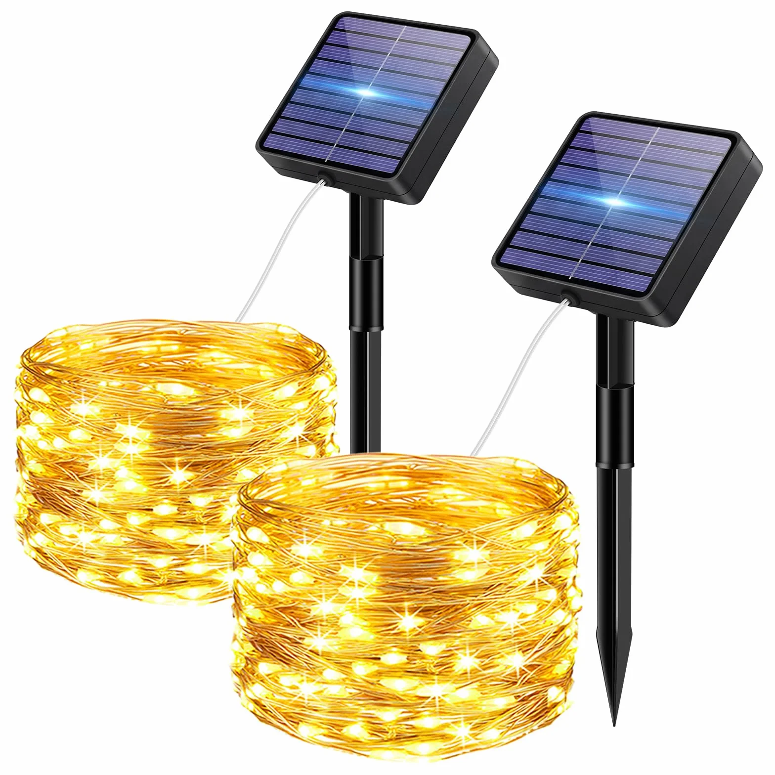 Guirnaldas Luces Exterior Solar 5+2M 50 LED 8 Modos IP65 Blanco Calido