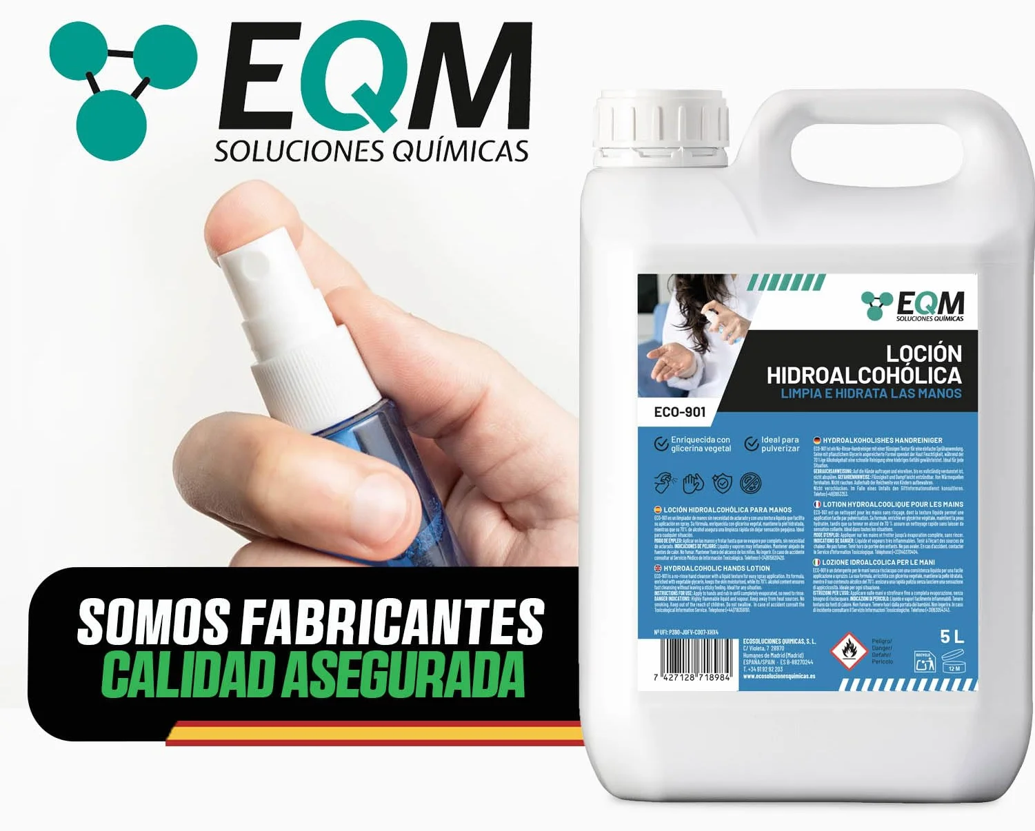 EQM ECO-901 Loción Hidroalcohólica para Manos 5L