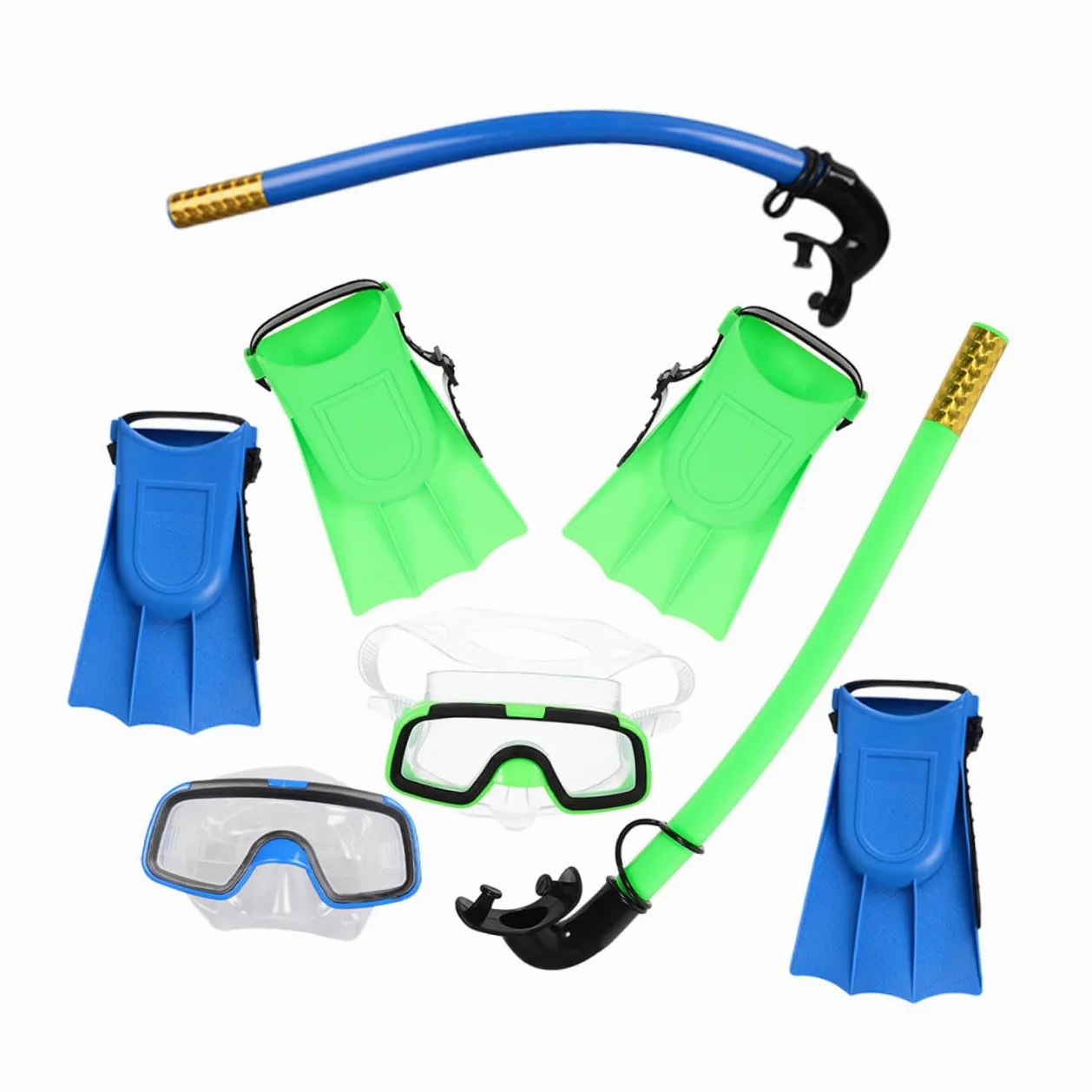 Cabilock Gafas de Buceo Máscara de Snorkel y Aletas Cortas para Nadar Equipo de Snorkel Portátil para Uso Playa y Piscina