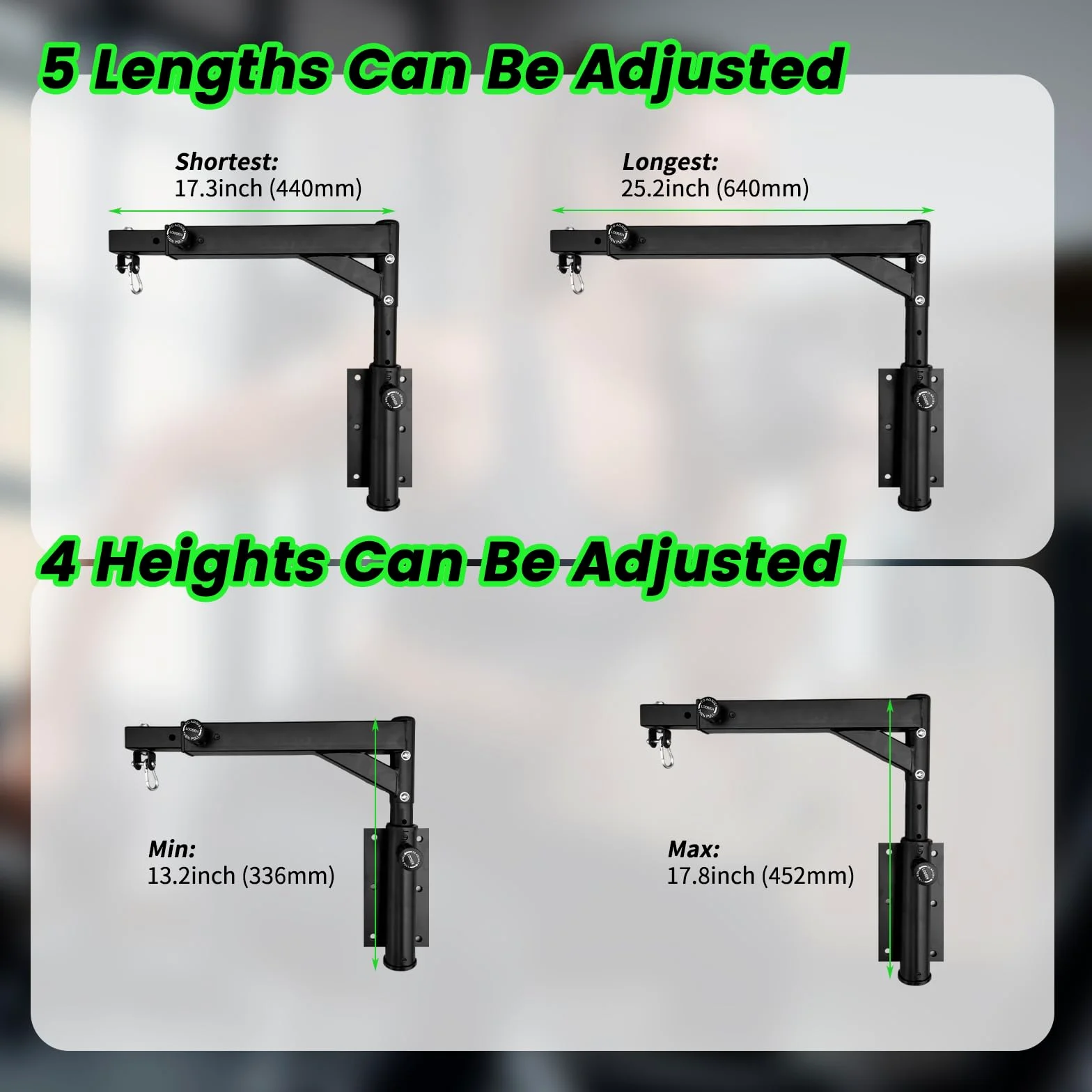 Soporte de Pared para Saco de Boxeo Ajustable con Rotación Silenciosa 360°, hasta 250 kg