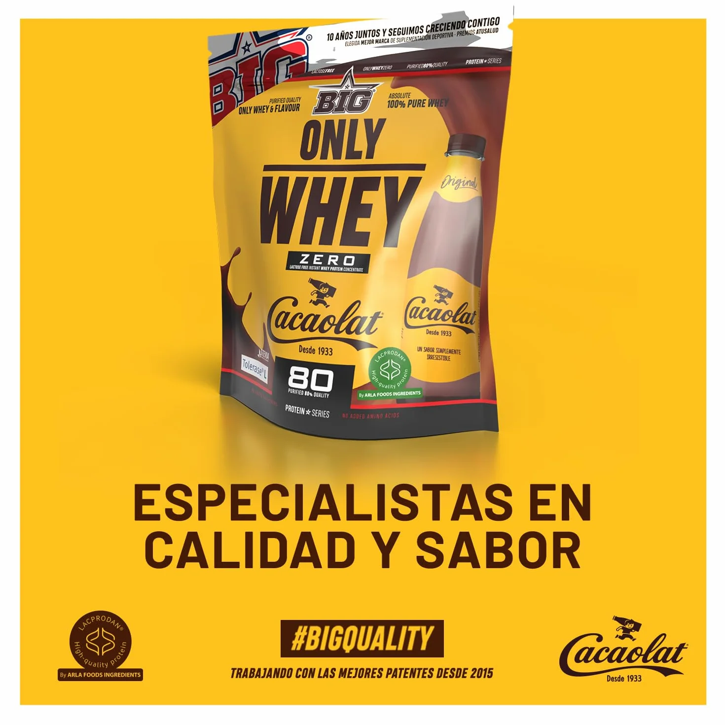 BIG Whey Protein 500g Cacaolat Sin Lactosa Sin Azúcar Proteina en Polvo