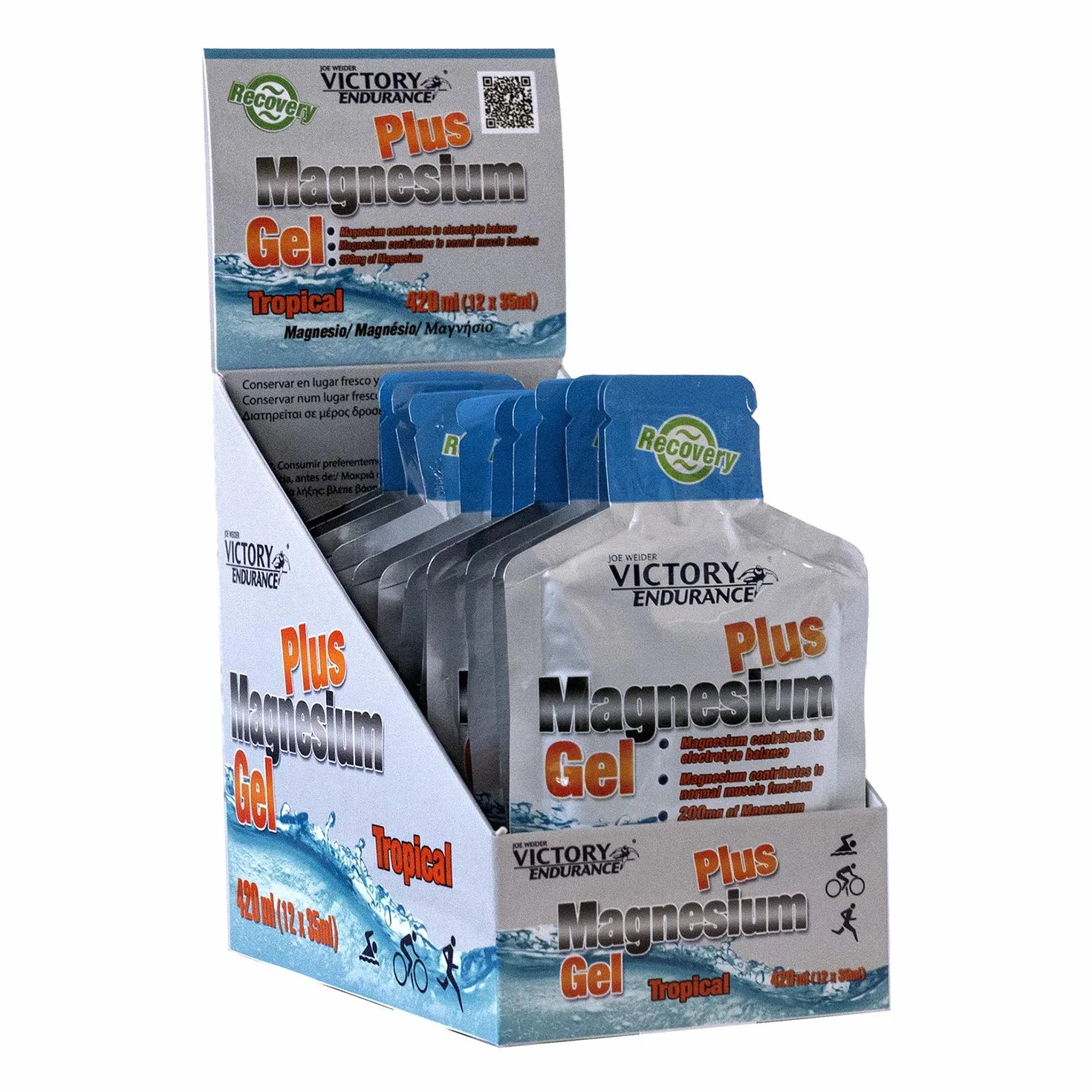 Victory Endurance Magnesium Gel Plus 35ml x 12 - Suplemento con Potasio para Calambres Musculares