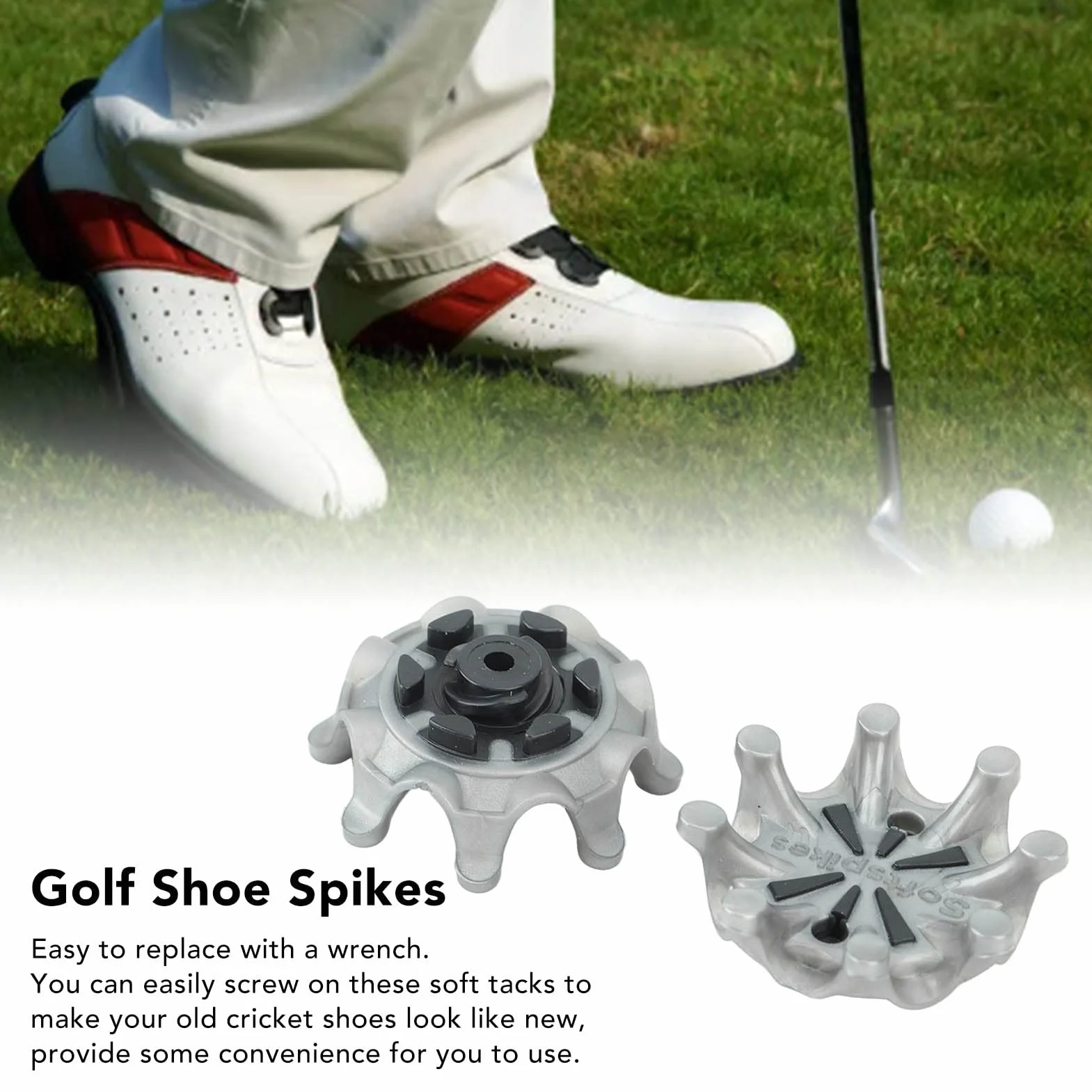 Drfeify Clavos para Zapatos de Golf, 20 Piezas Diseño Antideslizante, Repuestos de Tacos Resistentes con Extractor Incluido para Golfistas en Campos de Hierba y Suelos Duros