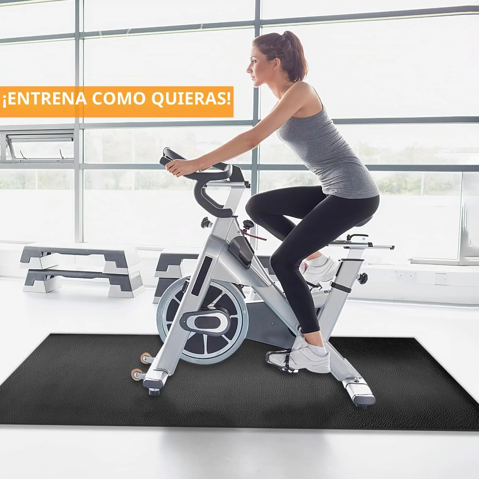 Esterilla de Ejercicio y Equipo de Fitness, Antideslizante, Alfombrilla Protectora de Piso para Cintas de Correr, Ciclismo, Rowers, Cross Trainers y Otros Equipos de Gimnasio, 180cm x 80 cm