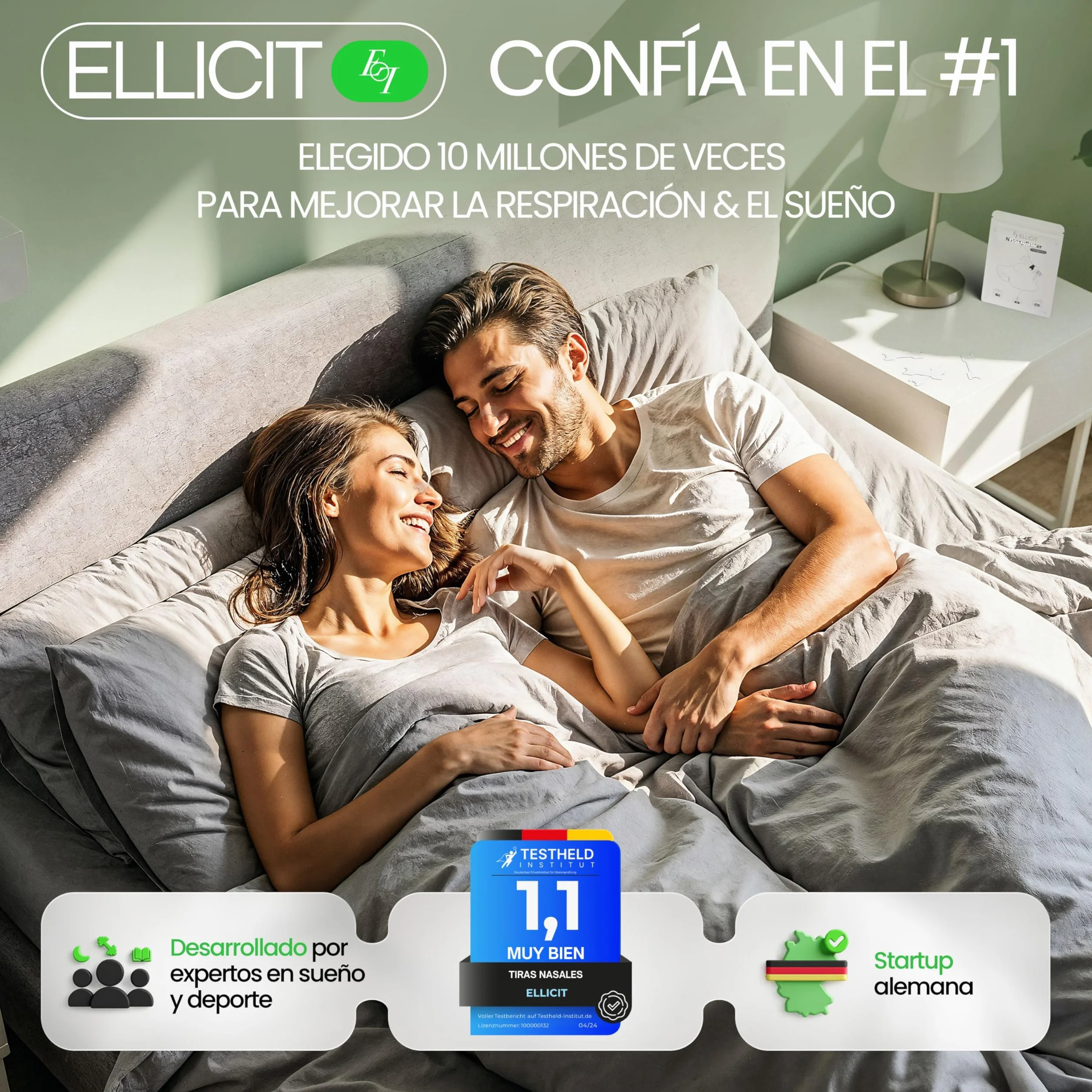 Ellicit Tiras Nasales Transparentes, Paquete de 30, Contra Ronquidos, Soporte Deportes, Mejor Respiración