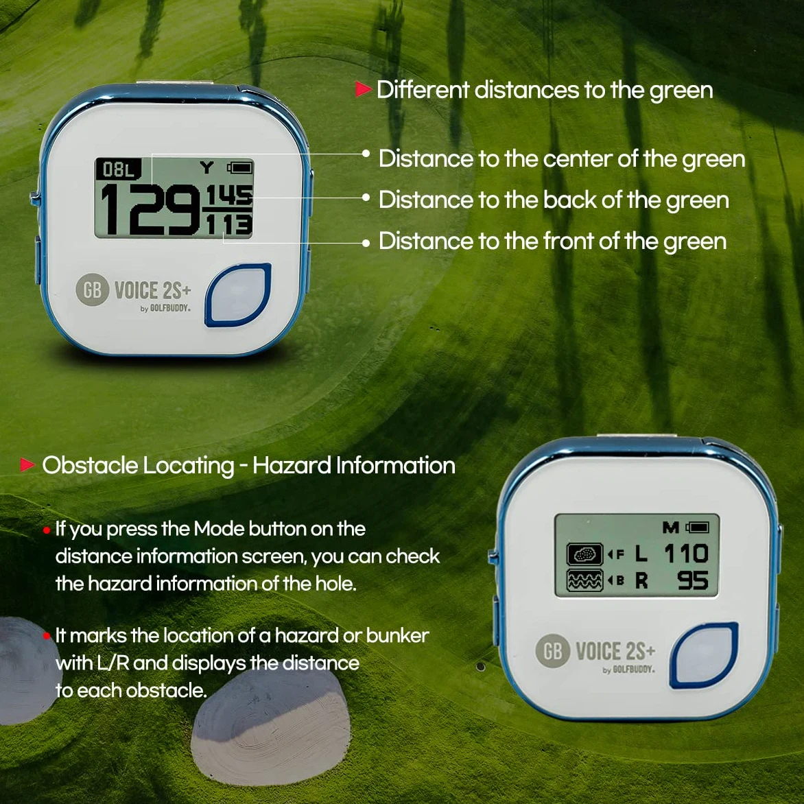 GolfBuddy Voice 2 Golf GPS/telémetro, Blanco/Azul