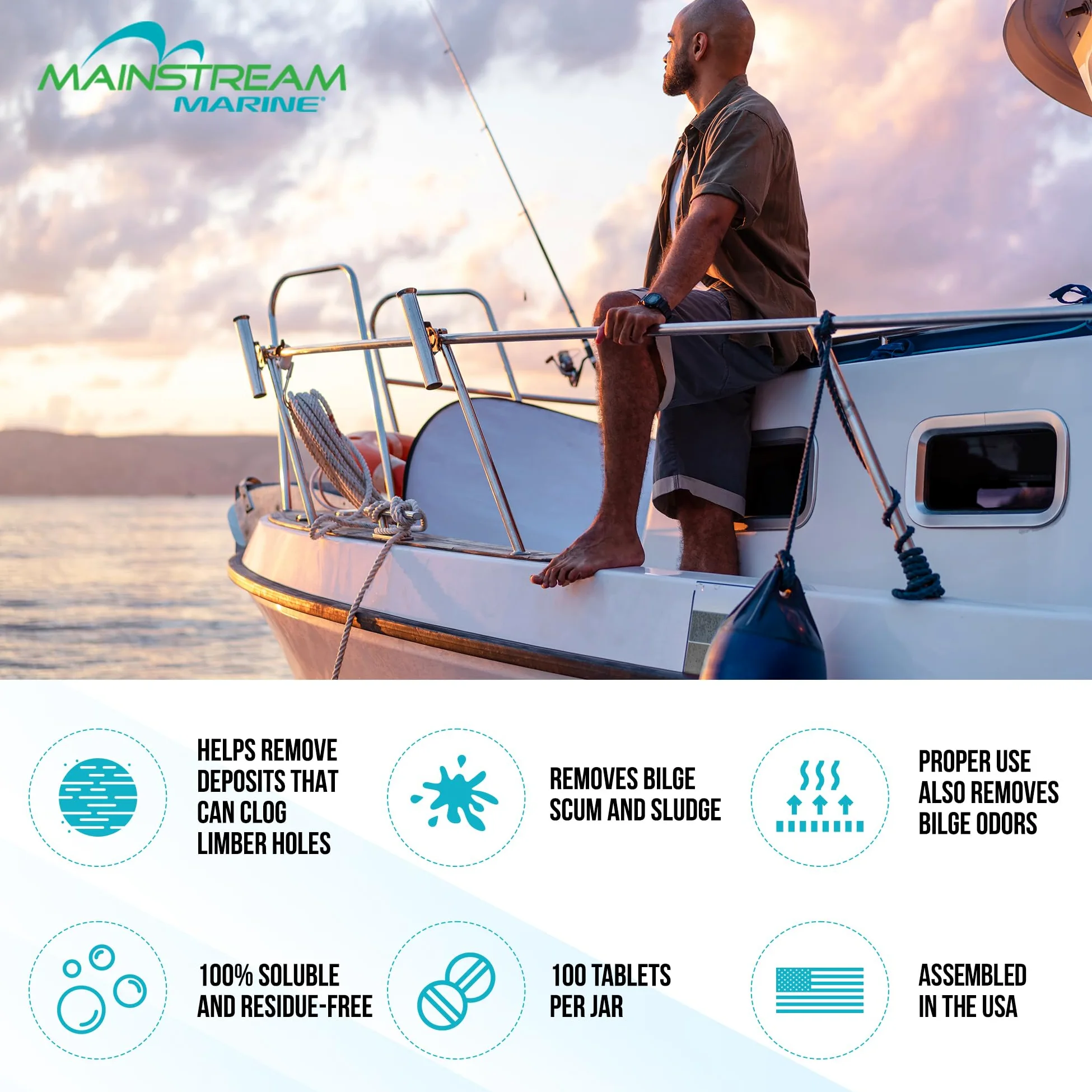 Limpiador y desengrasante de sentina para barcos, productos biodegradables de limpieza de barcos, eliminador de residuos y olores, tarro de 100 tabletas