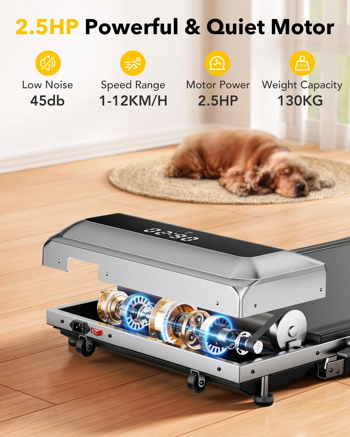Cinta de Correr Plegable 3 en 1, Almohadilla para Caminar con 7% de inclinación, caminadora eléctrica de 2,5 HP para el hogar Debajo del Escritorio, Control Remoto magnético, 12 km/h, 40 x 100 cm, 12