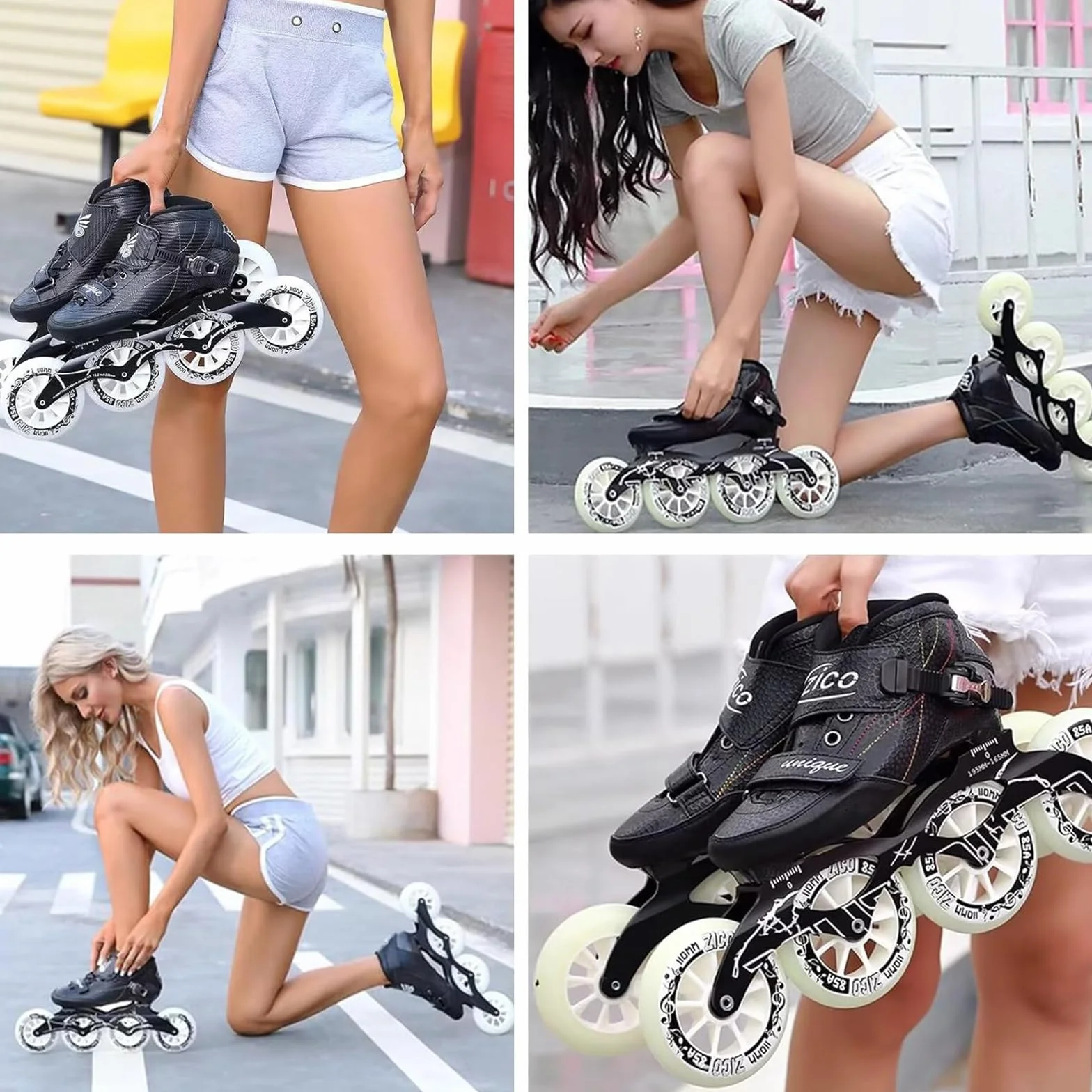 Patines En Línea De Velocidad Carbono 110 mm Unisex 4-Wheel Black