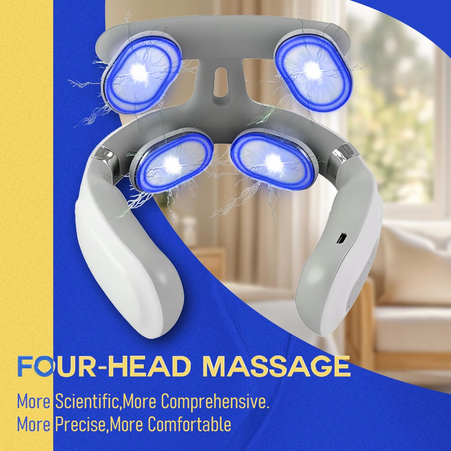 Masajeador de cuello eléctrico con calor 2.0 Pro 4 cabezas masaje cervical 16 niveles intensidad ergonómico portátil