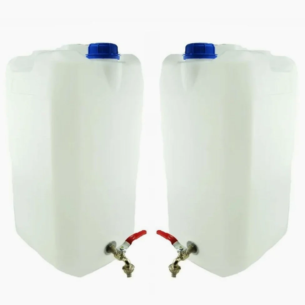 Bote de agua de 30 l de plástico, tanque de agua con grifo, juego de 2 unidades, depósito de agua, bidón de agua potable, bidón de repuesto, bidón de plástico, para el hogar, jardín, coche, camping