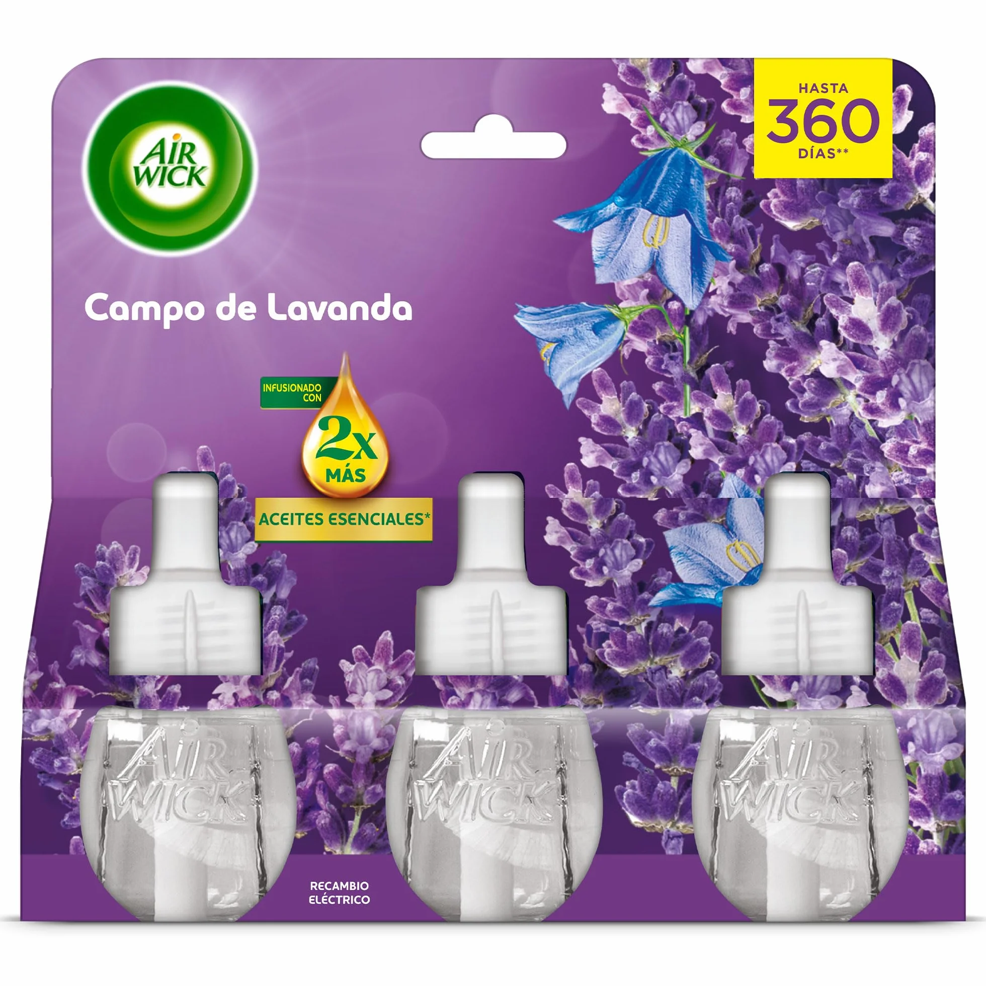 Air Wick Pack de 3 Recambios Ambientador Eléctrico Lavanda con Aceites Esenciales
