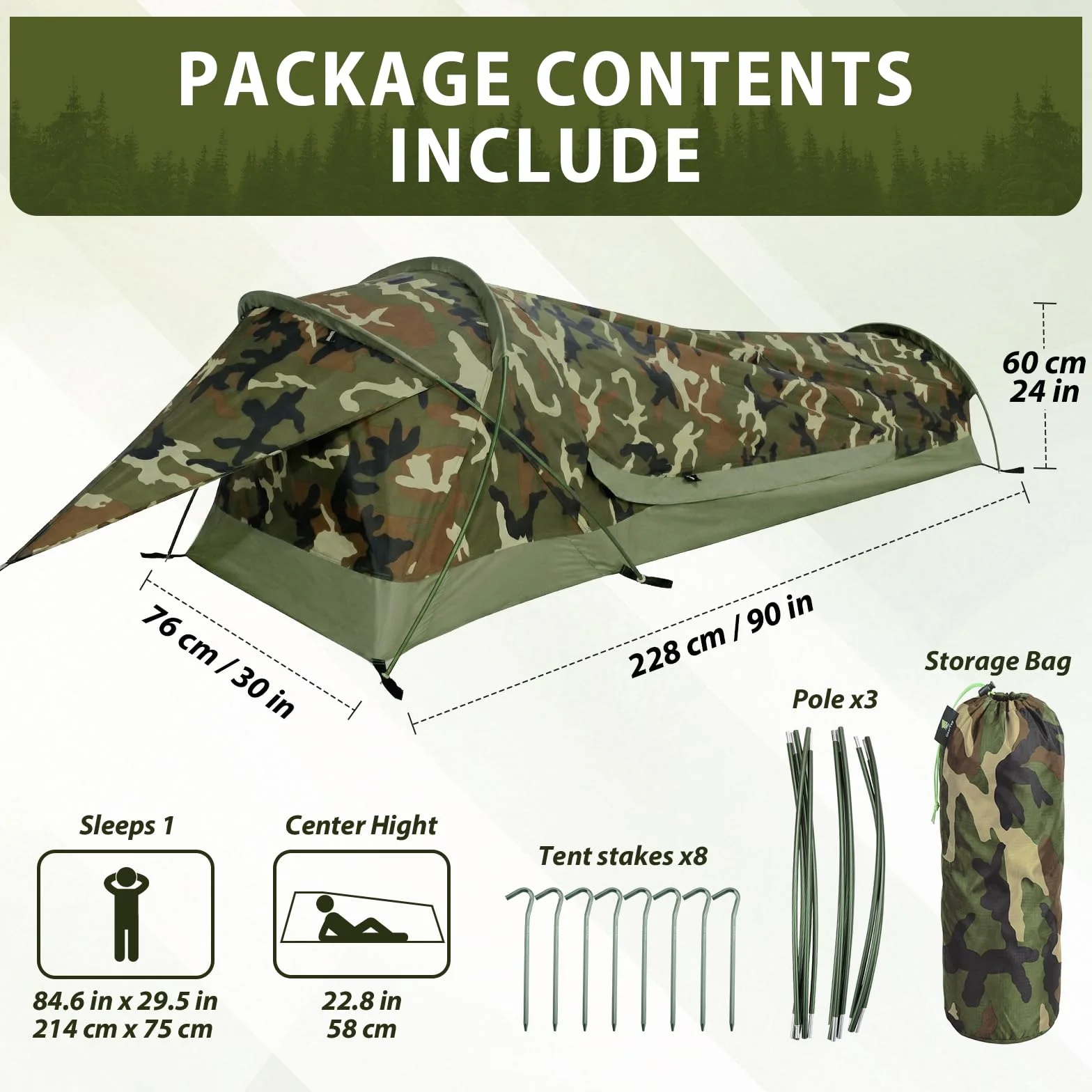 GEERTOP Saco de dormir ultraligero pequeño para 1 persona, tienda de campaña bivy impermeable y compacta, tienda de senderismo de montaje rápido, adecuada para senderismo, viajes con mochila, camping