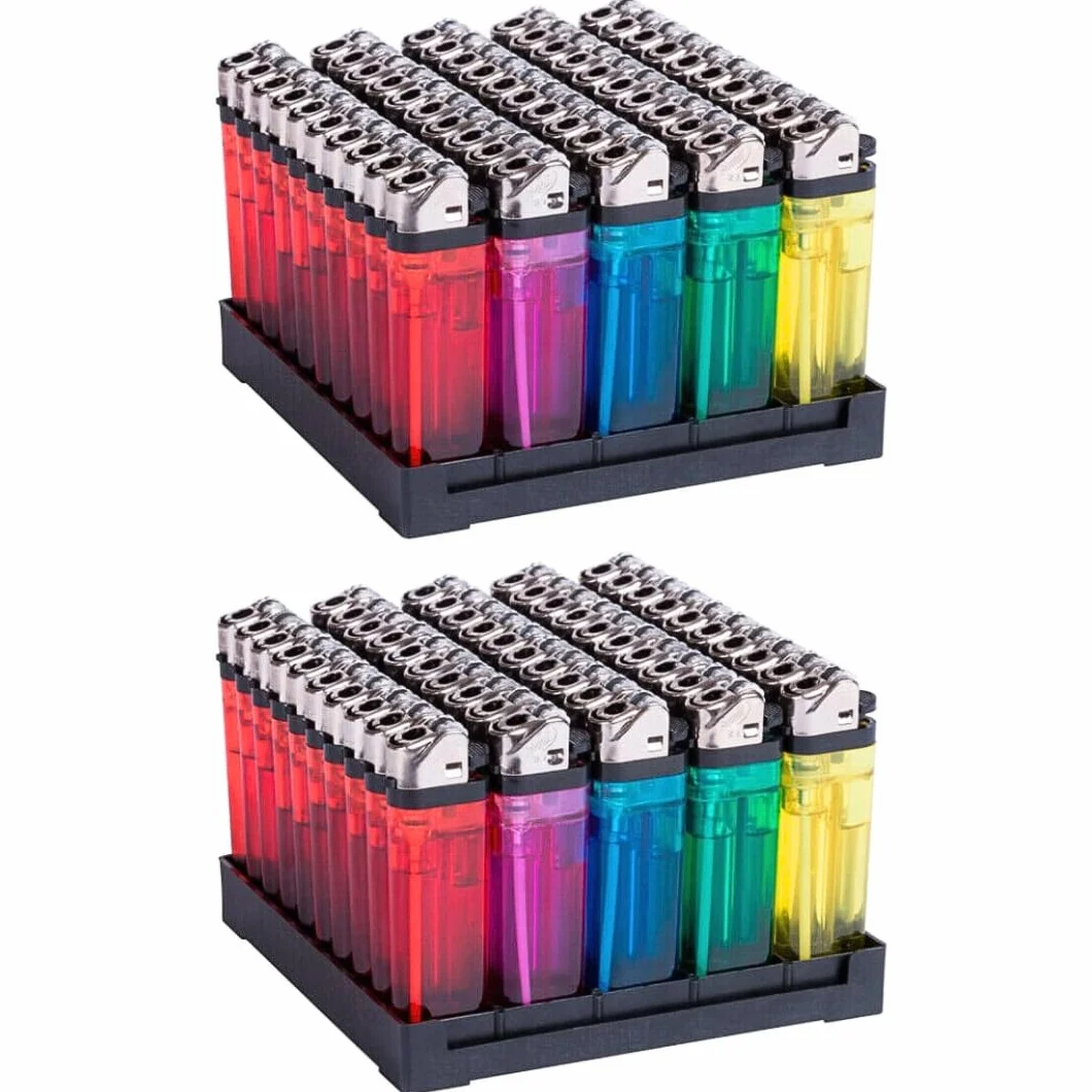 KROWN Pack de 50 Encendedores Desechables Transparentes de Plástico