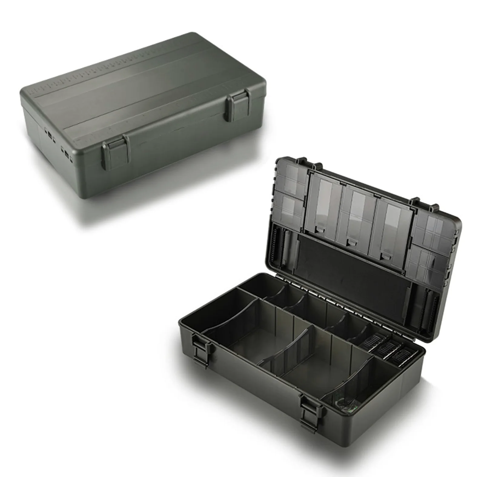 Organizador de Caja de Aparejos de Pesca Material de PC ABS de Primera Calidad Caja de Almacenamiento con múltiples Compartimentos Resistente al Agua y Duradera con Regla de