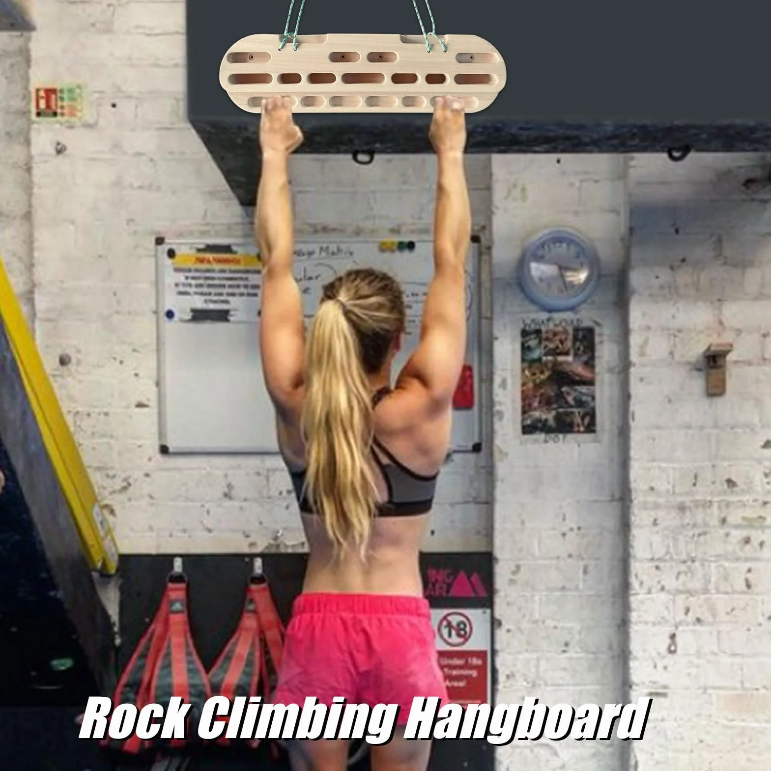 Tabla colgante de escalada en roca montada en la pared, Diapasón de escalada en roca, Barra de dominadas portátil de madera para colgar | Barra de dominadas suave para entrenamiento de fuerza con los