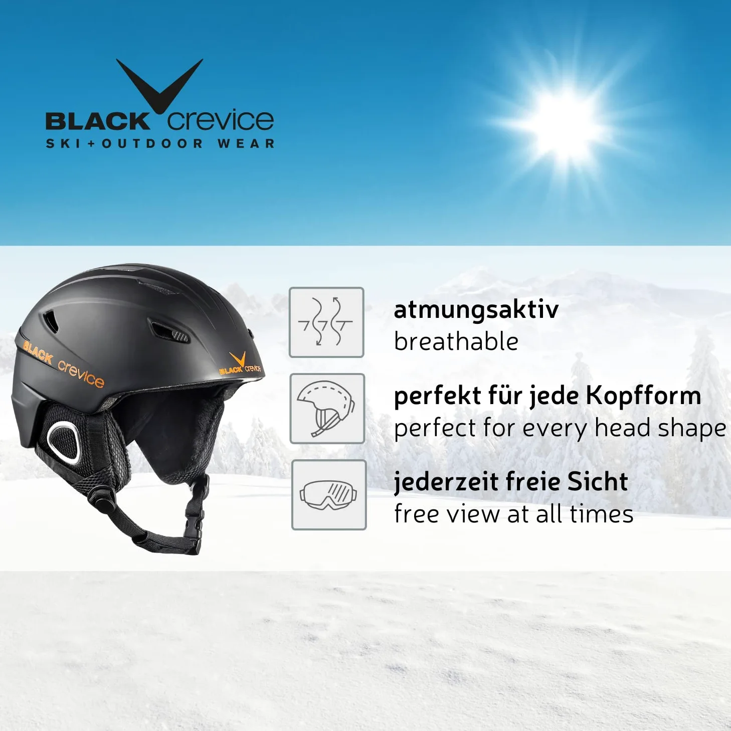 BLACK CREVICE Casco de esquí Kitzbühel I Casco de esquí de diseño Deportivo para Hombre y Mujer I Casco de esquí de policarbonato Transpirable I Talla Ajustable
