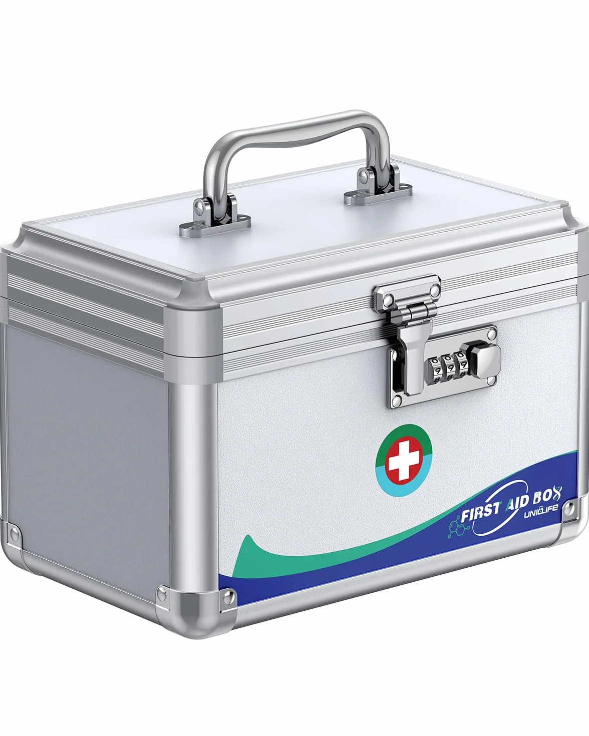 Uniclife Caja de Seguridad para Medicinas Metal con Cerradura de Combinación y Mango Portátil 10" x 6" x 6.5"