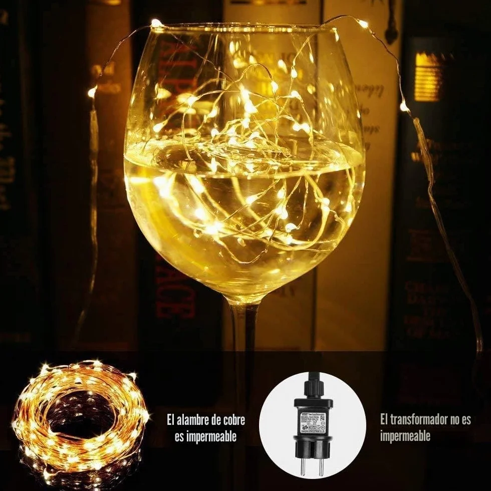 Lepro 20m 200 LEDs Luces de Hadas con Enchufe Impermeable IP65 Blanco Cálido