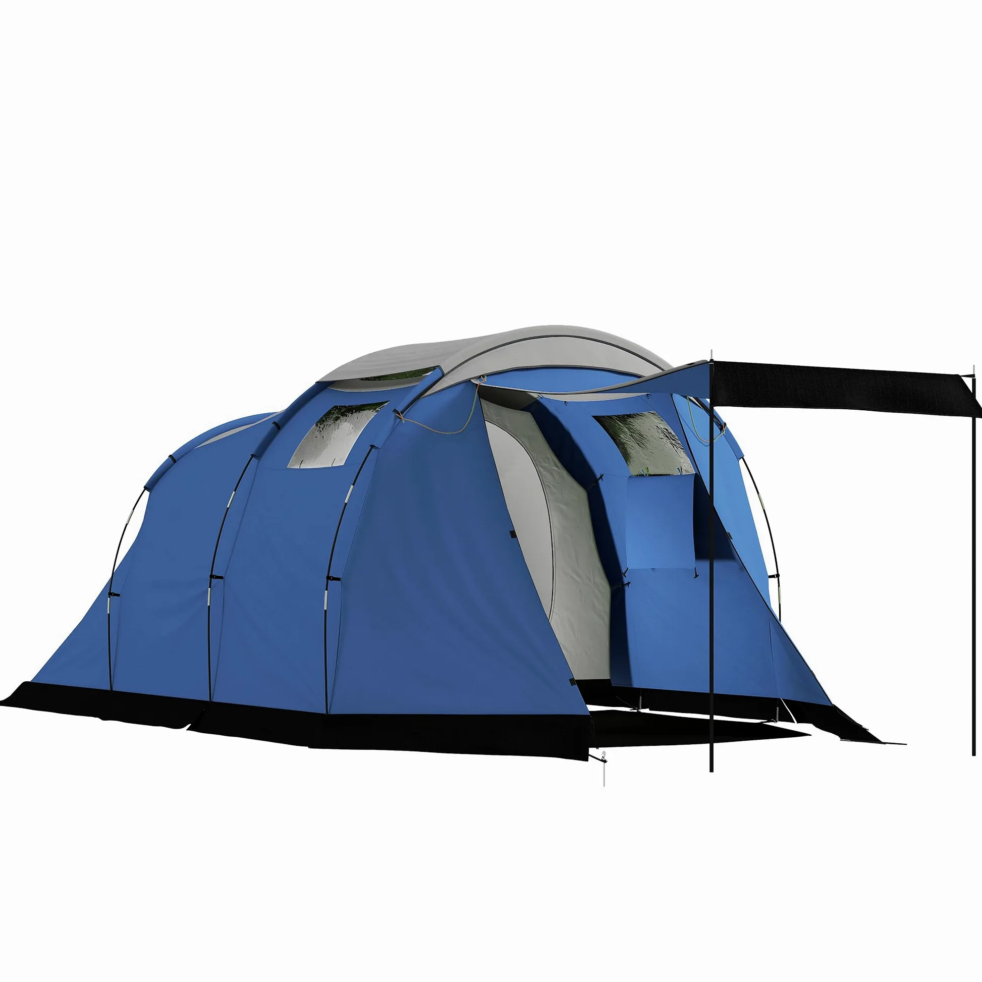 Outsunny - Tienda de campaña (túnel de 4 personas, 3000 mm, 190 cm), color azul oscuro | Amplio salón, doble capa, cobertizo de jardín, Bivouac Senderismo, con toldo, altura de pie 190 cm